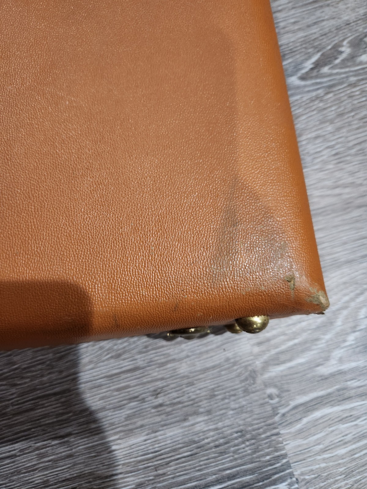 Vintage Brown Hard Faux Leather Suitcase with Locking & Compartments
