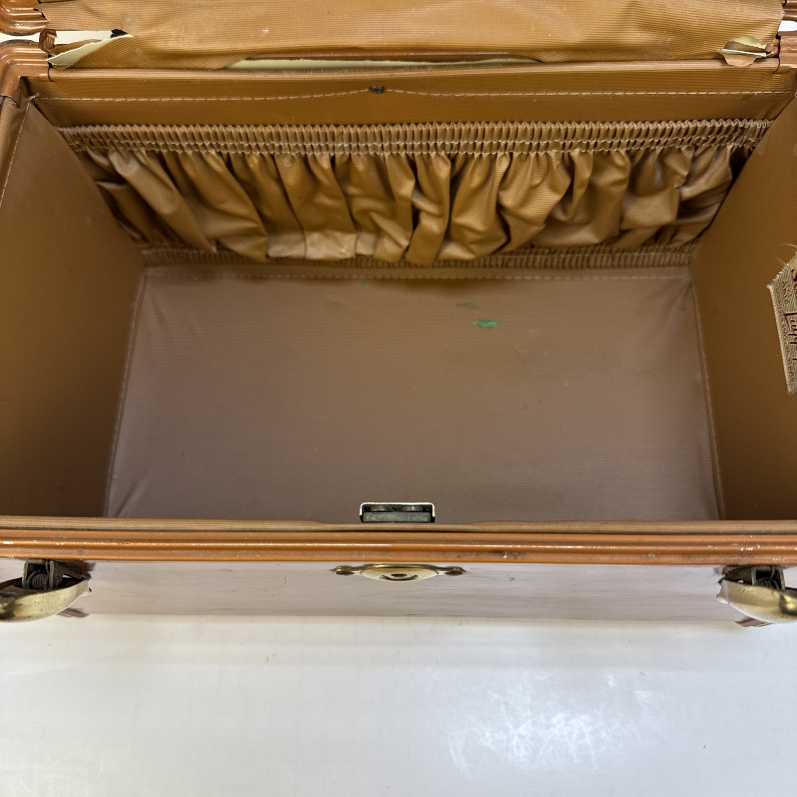 Vintage Samsonite Shwayder Bros Leather Luggage Train Case Brown No Key