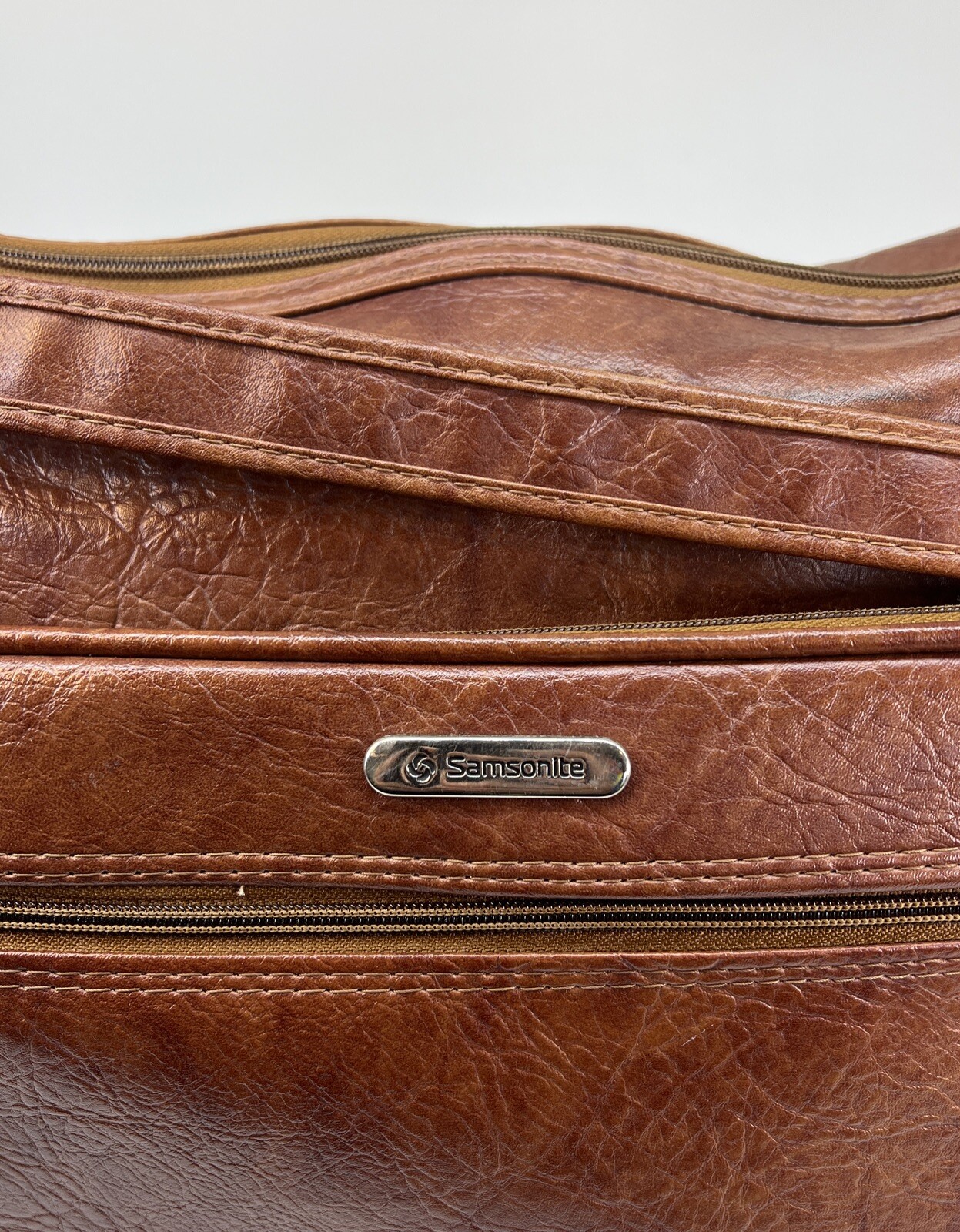 Vintage Samsonite Silhouette Brown Crossbody Messenger Bag Carry On MCM Retro