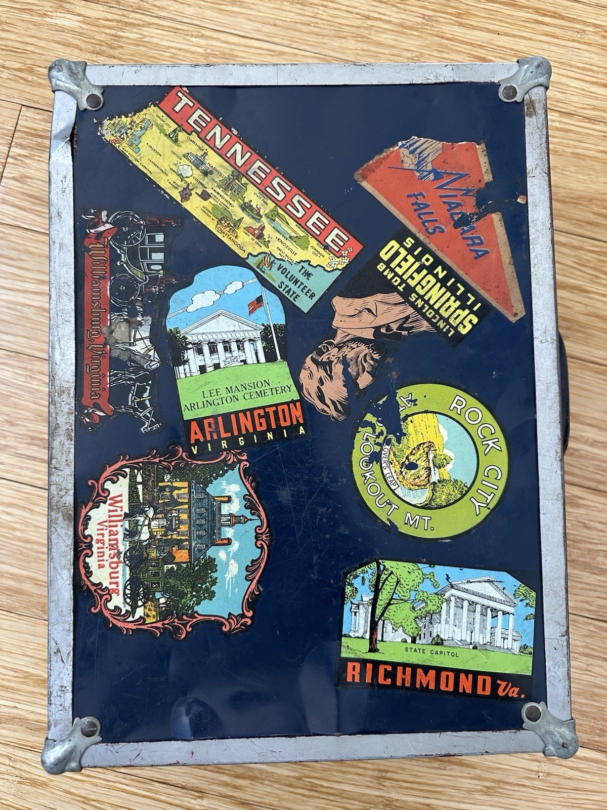 Vintage Travel Sticker Suitcase Train Case 25 Decals Chicago Canada Mid Century