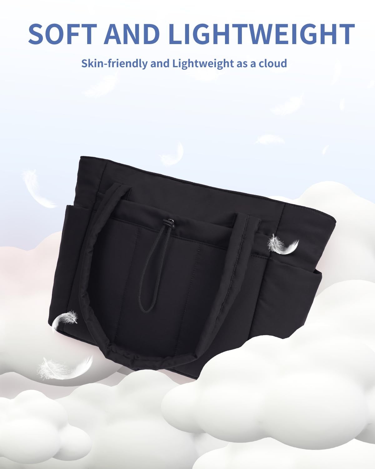 Wandering Nature Puffer Tote Bag Cup Holder Laptop Compartment Trolley Sleeve
