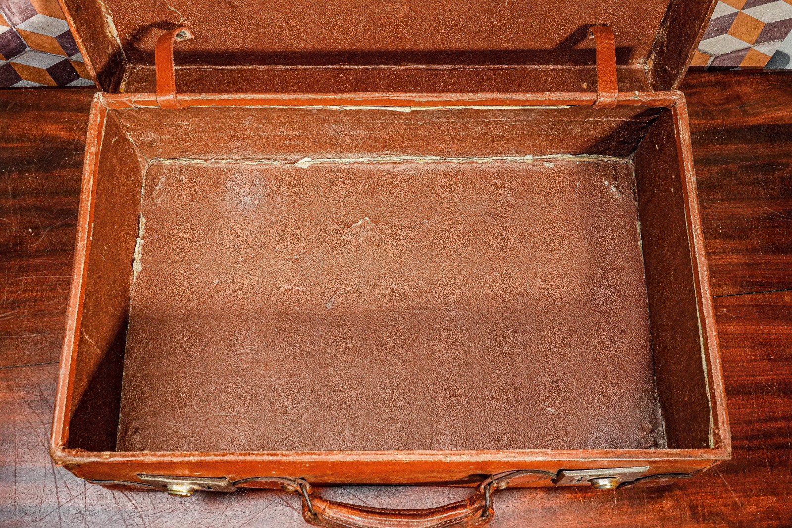 Timeless Character Antique Leather Suitcase Travel Luggage Home Decor Prop