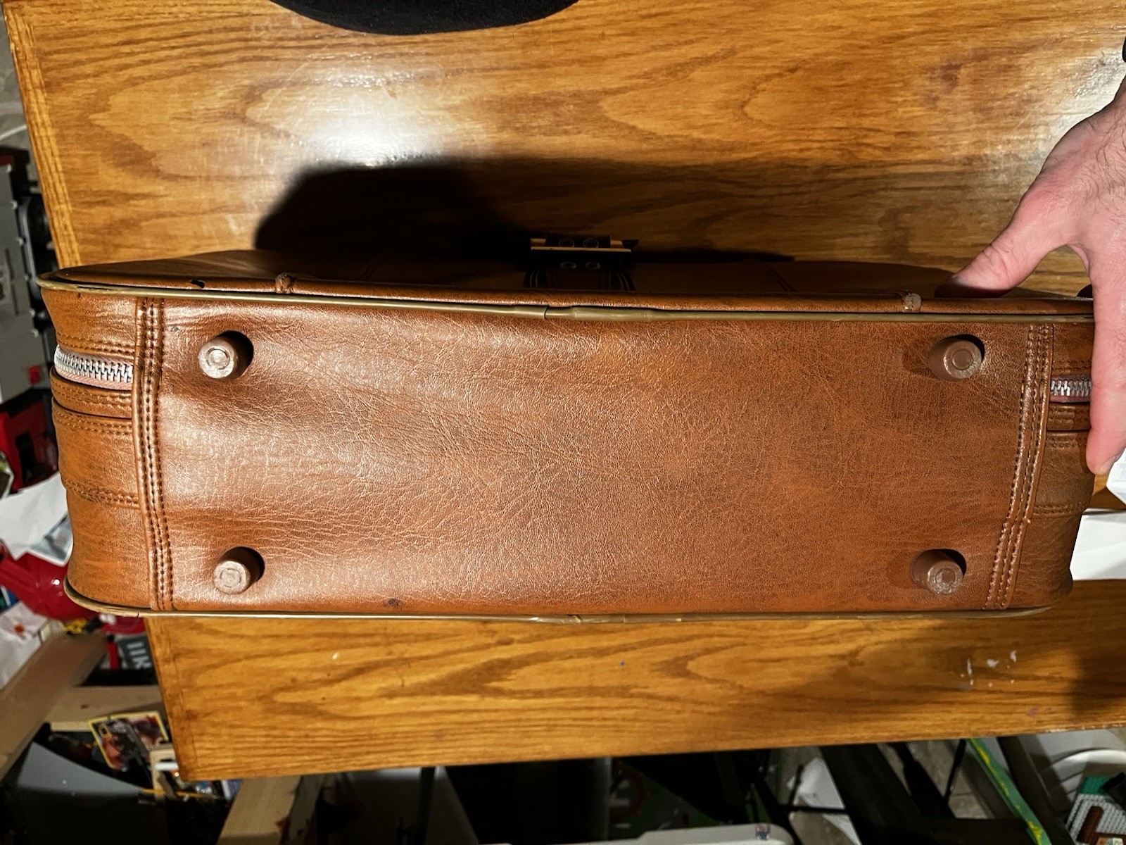 Vintage Meridian Suitcase Brown Textured With Buckle and Handle In Great Shape