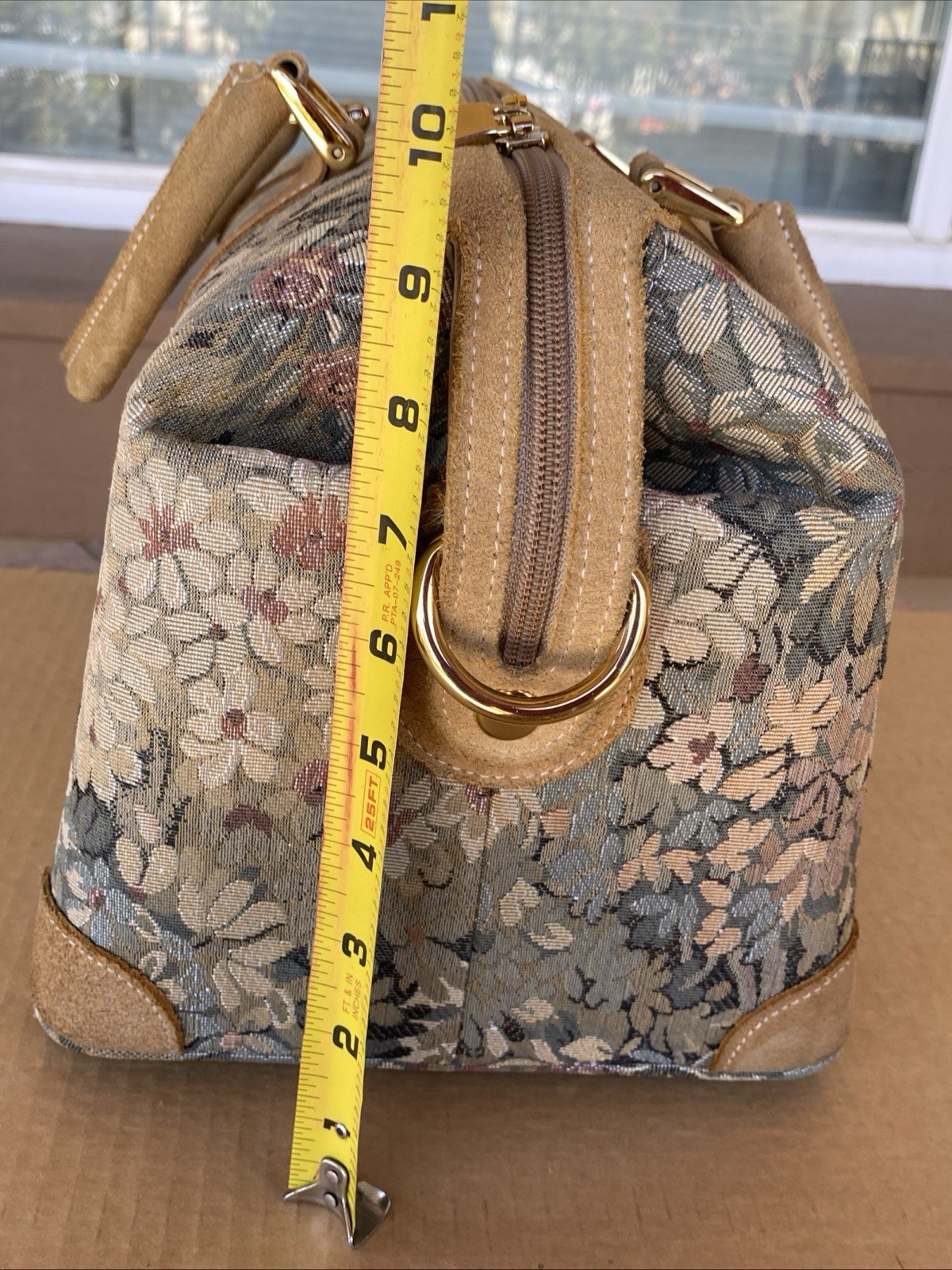 Vintage French Luggage Company Paradise Suede Tapestry Carry On Bag Made in USA