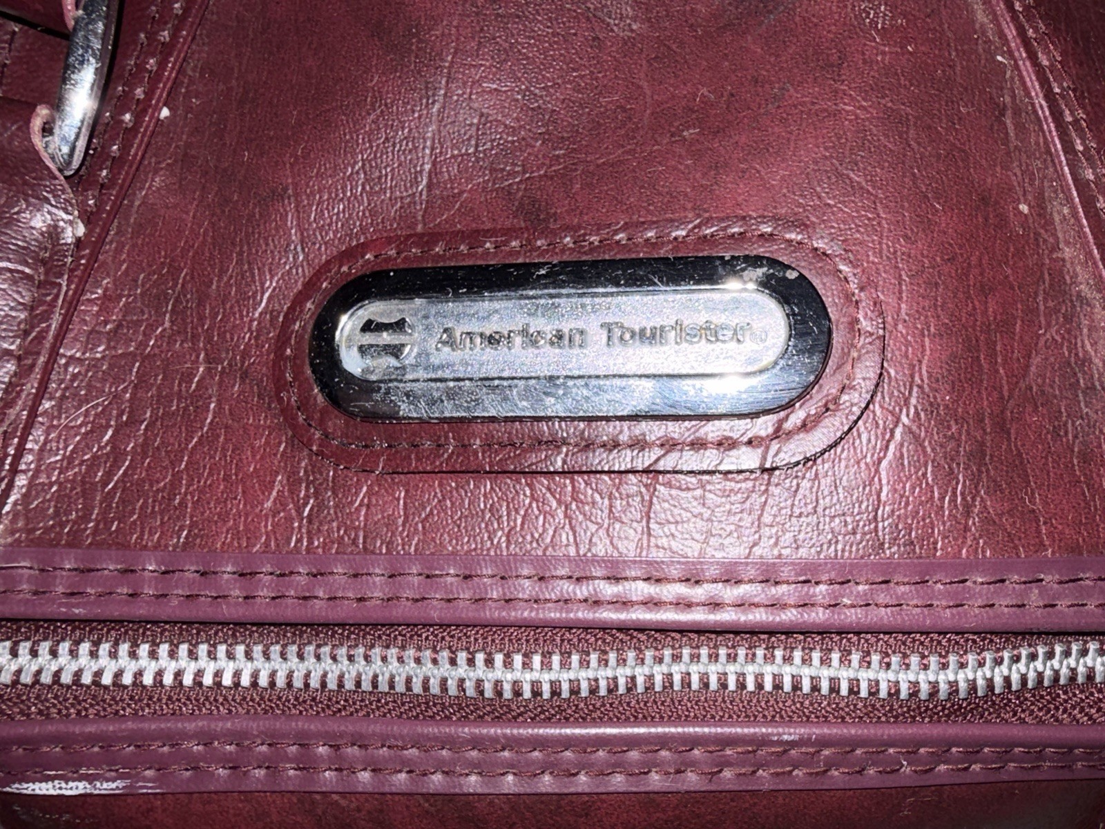 American Tourister Carry-On Vintage Duffle Bag Brown Leather Handles See Pics