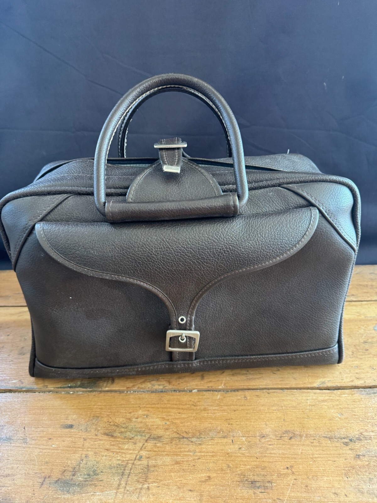 Vintage 1970’s American Tourister Brown Tiara Weekender with Plaid Interior Mint