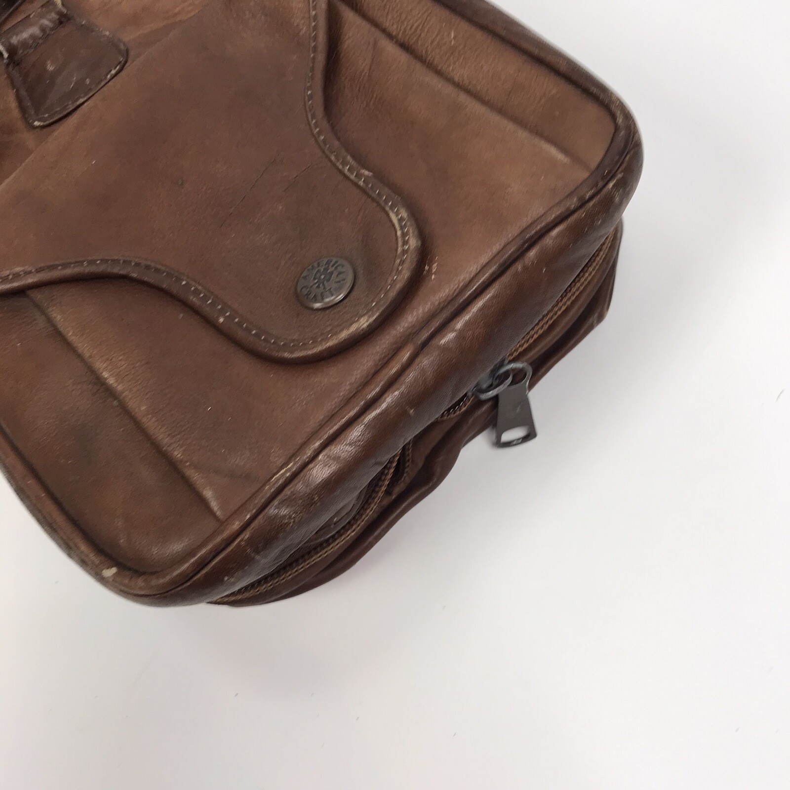 Vtg 60’s 70’s Leather YIDI American Craft Weekender Carry Travel Expandable Bag