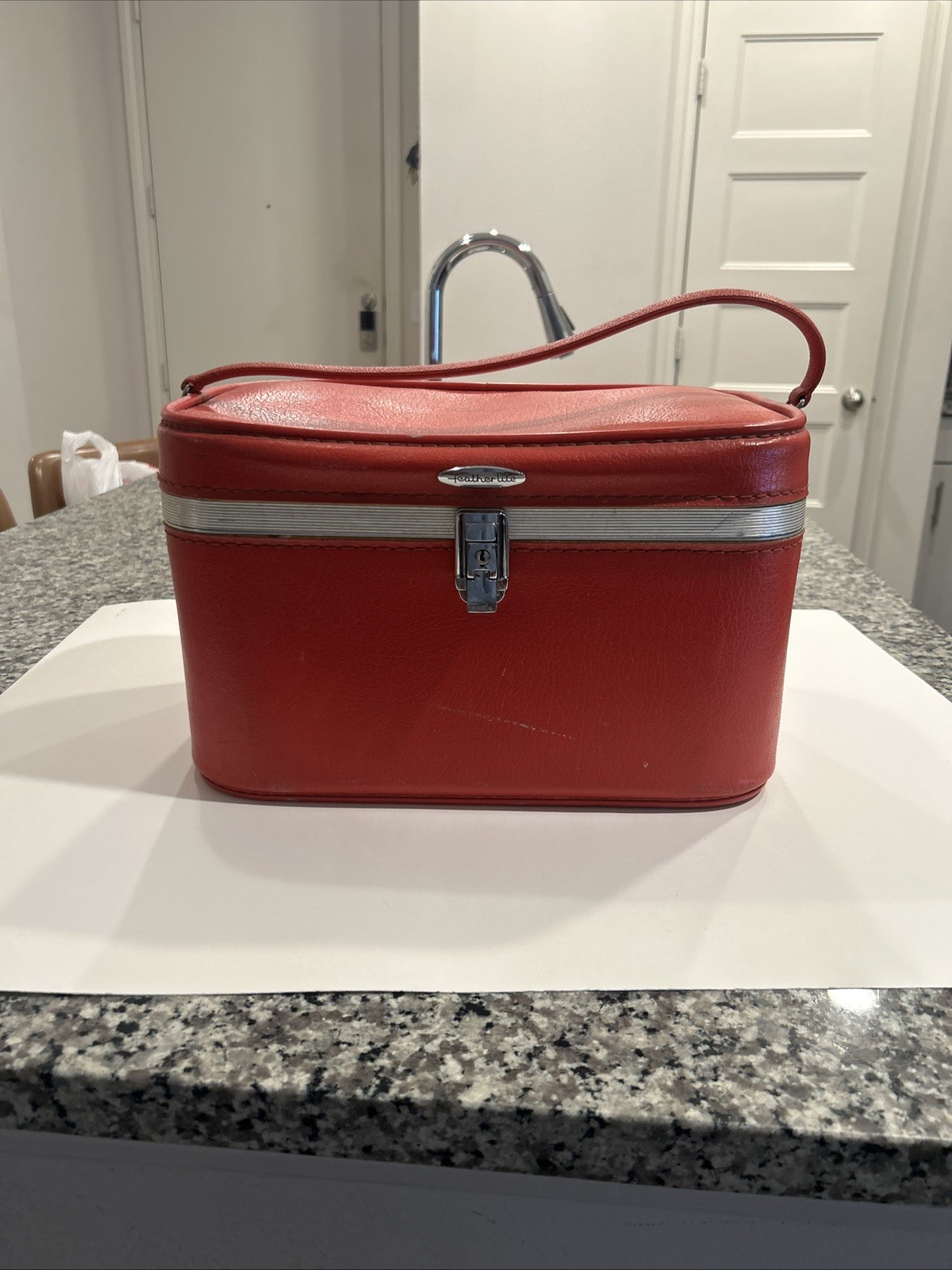 Vintage Train Case Sears Featherlite Red Vanity Luggage