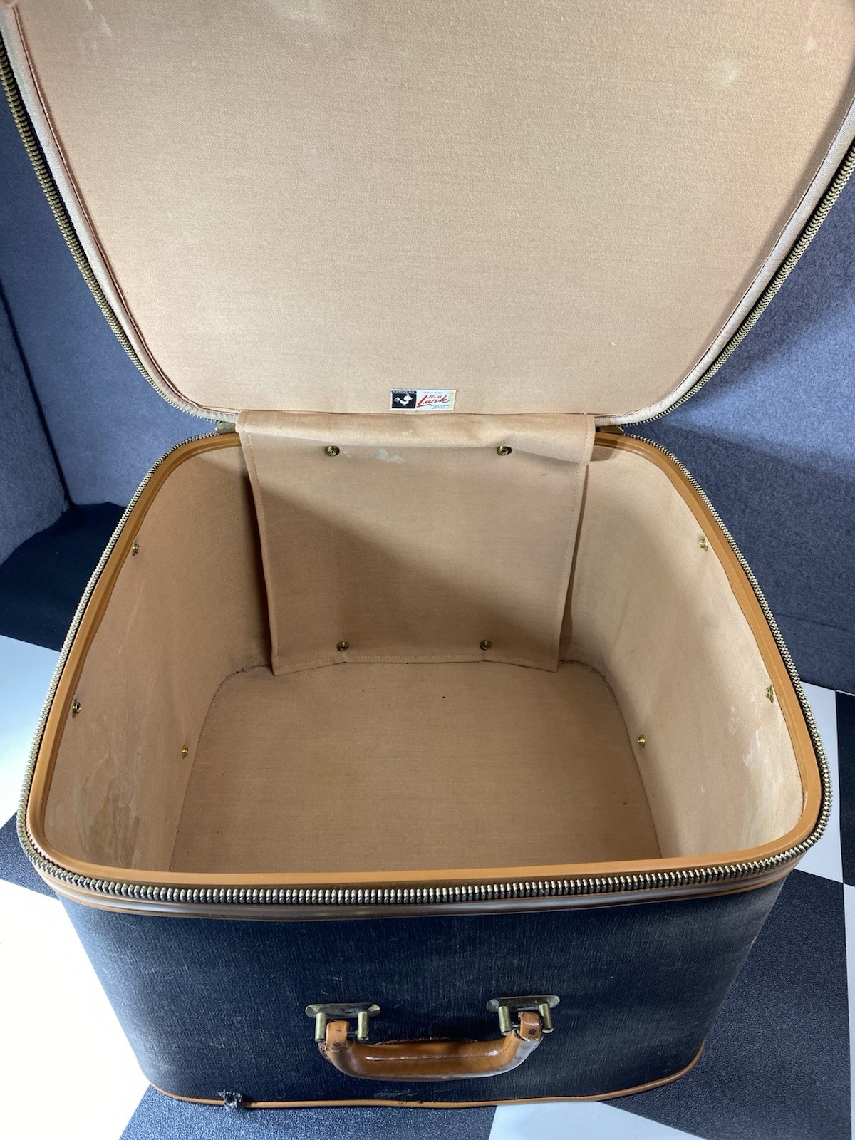 Its a Lark Leather Antique Suitcase Rare Travel Luggage