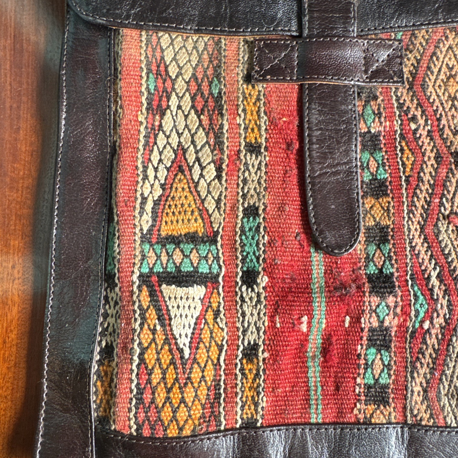 Vintage Kilim Leather Boho Hobo Carrying Satchel Travel Tablet/Accessory Case