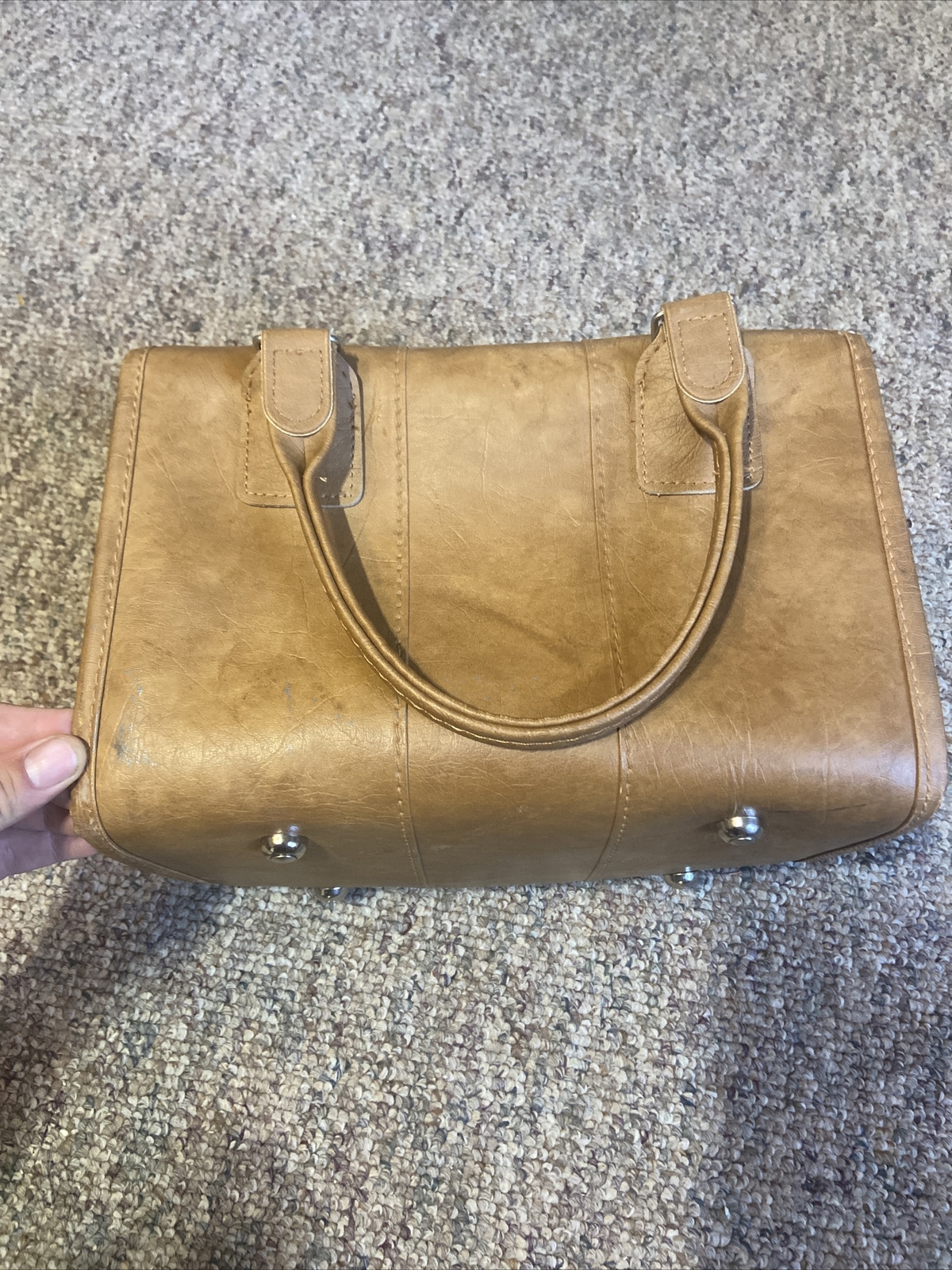 VTG Samsonite Bag Tote Carry-on Leather Brown Strap Zipper Business Aviation