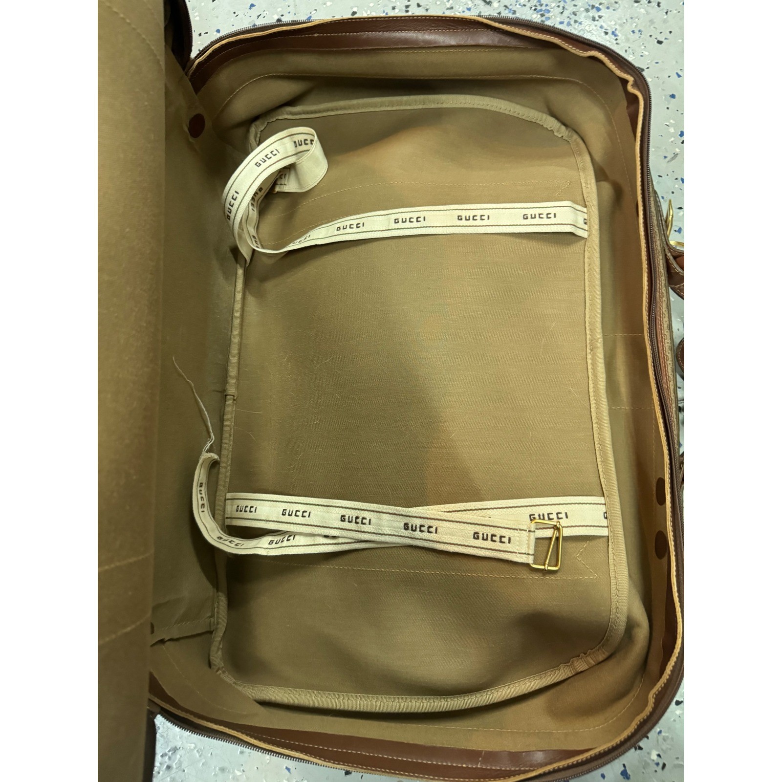 Gucci 1970’s Monogram Canvas Leather Trim Travel Luggage Set Vintage Authentic