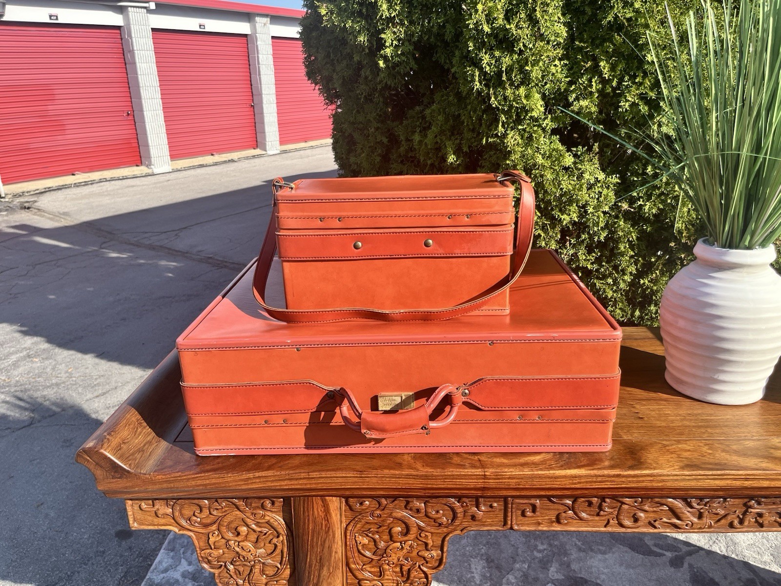 Vintage Hartmann Luggage Set Of 3 Belted Leather Paisley Lined Suitcases No Keys