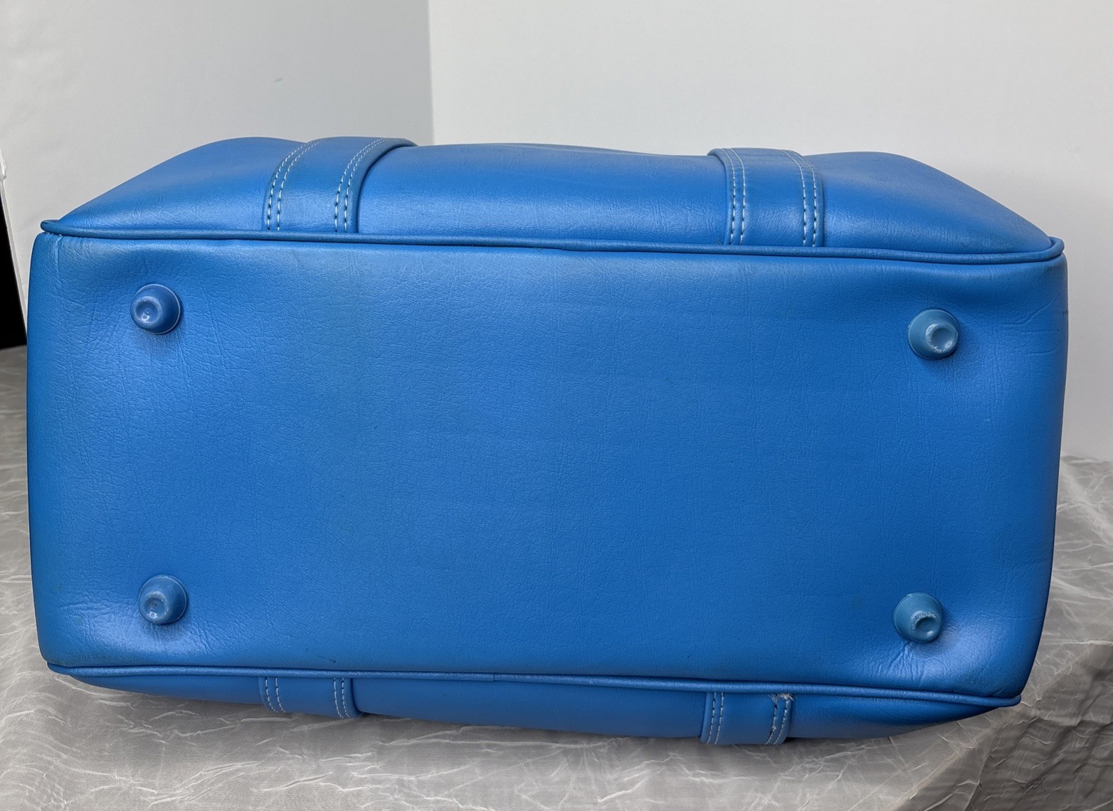 Vintage Aqua Turquoise Carry On Tote Luggage 1970s / 80s Travel Bag