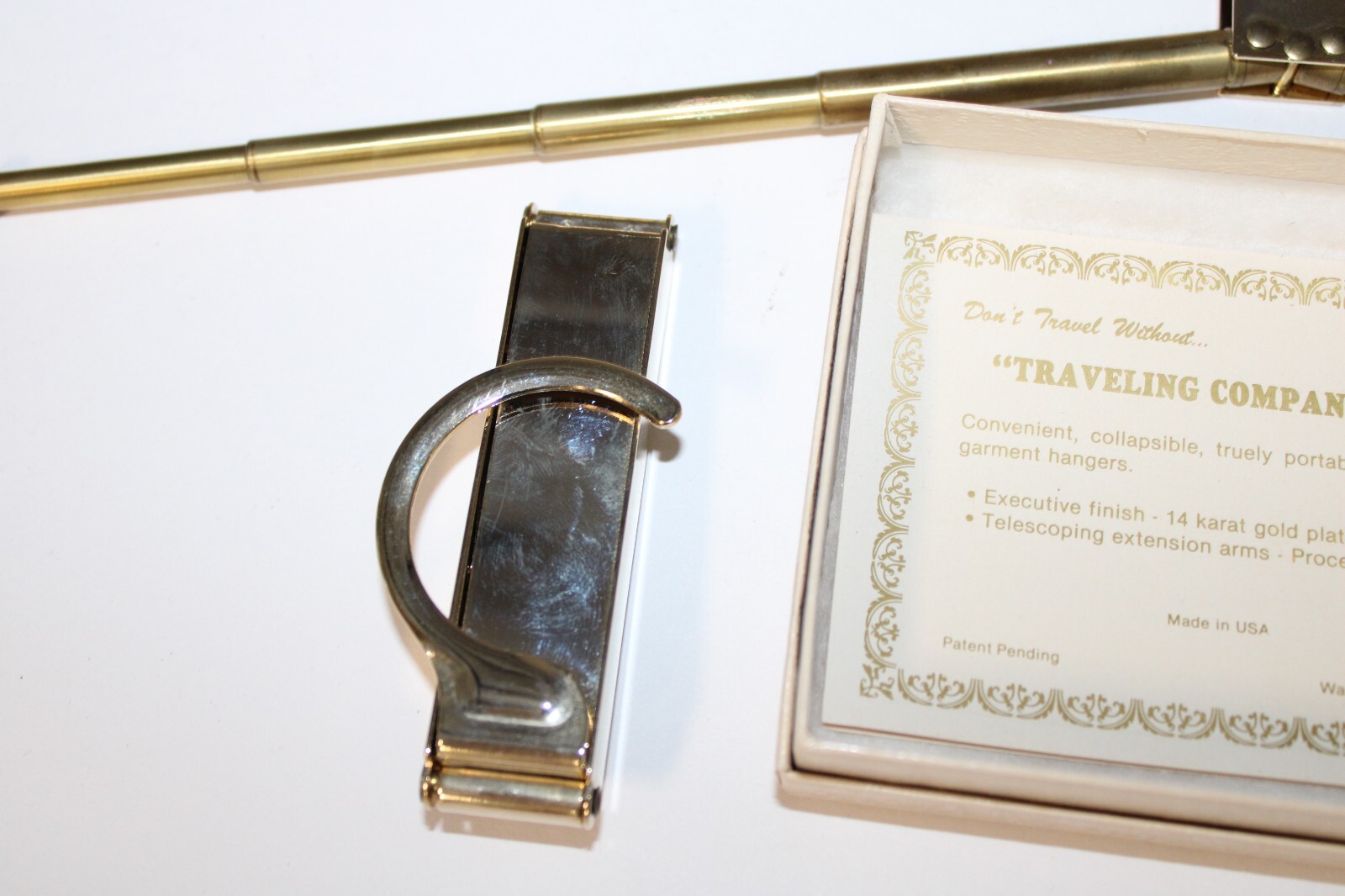 Vintage Travel Accessory, Traveling Companions 14k gold plated garment hanger