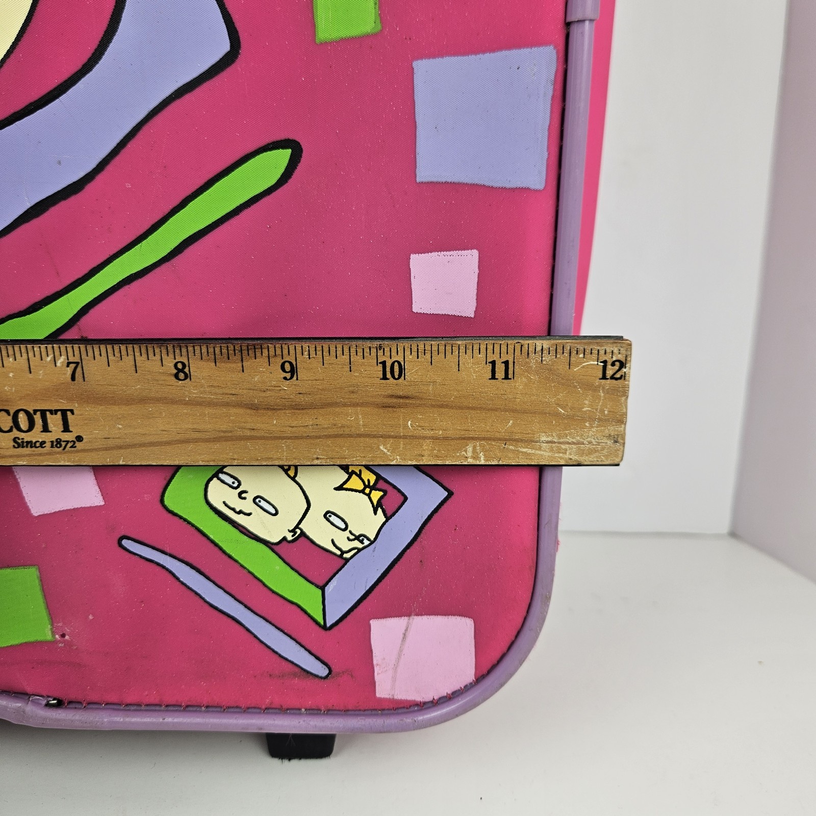 Vintage 1998 Rugrats Child Rolling CarryOn Pink Suitcase Luggage Angelica Viacom
