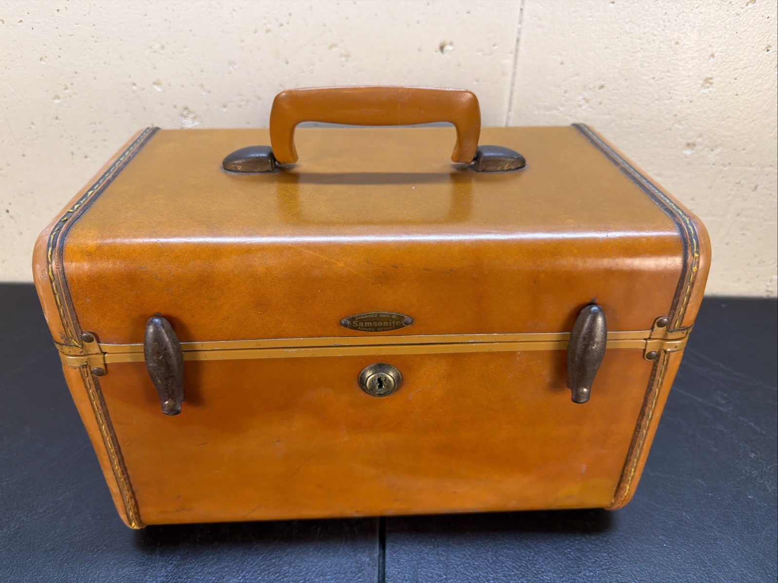 Leather Samsonite Streamlite Train Case Mirror Luggage Shwayder Bros