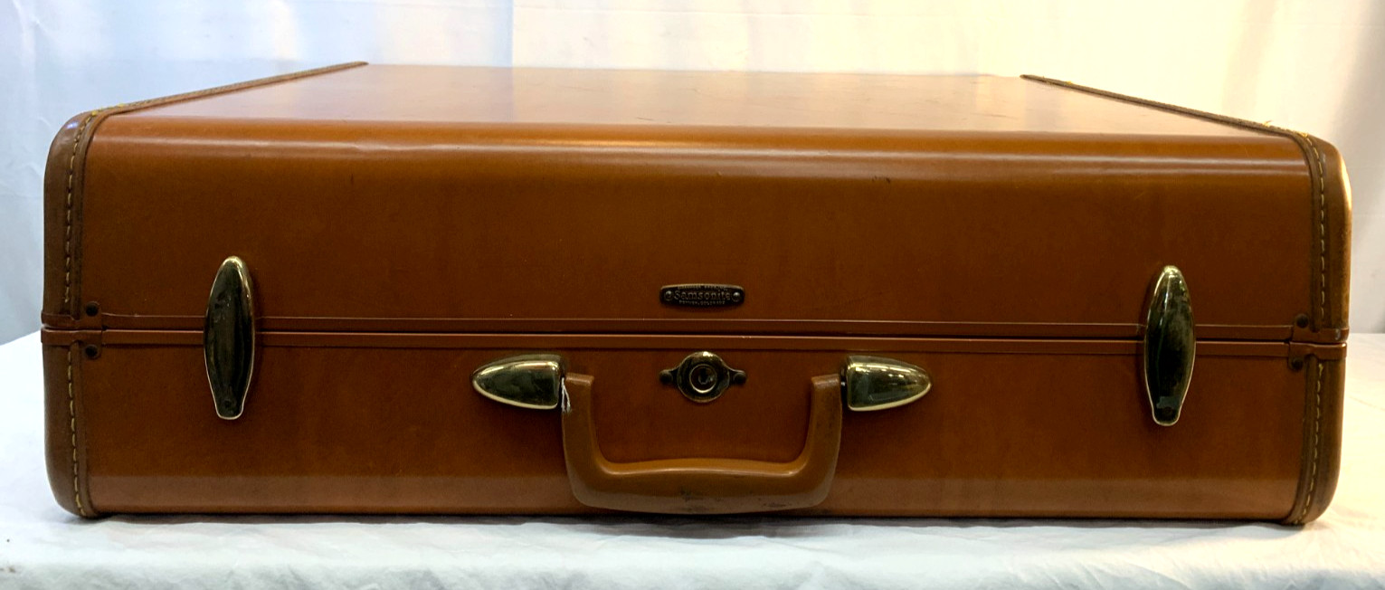 Vintage 1950’s SAMSONITE Style 4537 Large Brown Hard Shell Suitcase ~ No Key