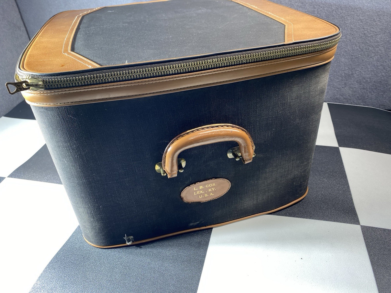 Its a Lark Leather Antique Suitcase Rare Travel Luggage