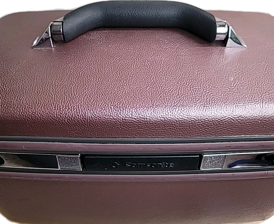 Vintage Samsonite Silhouette Traveler Carry On Makeup Case Brown Mauve