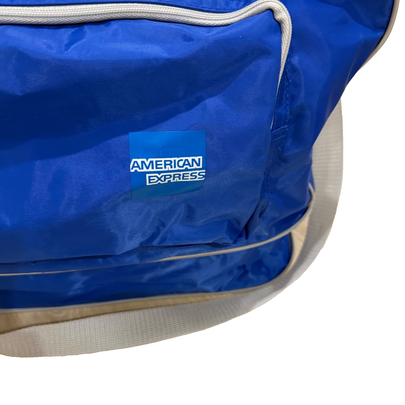 American Express Vintage Expandable Duffle/Gym Bag/Handles/Shoulder Strap Blue