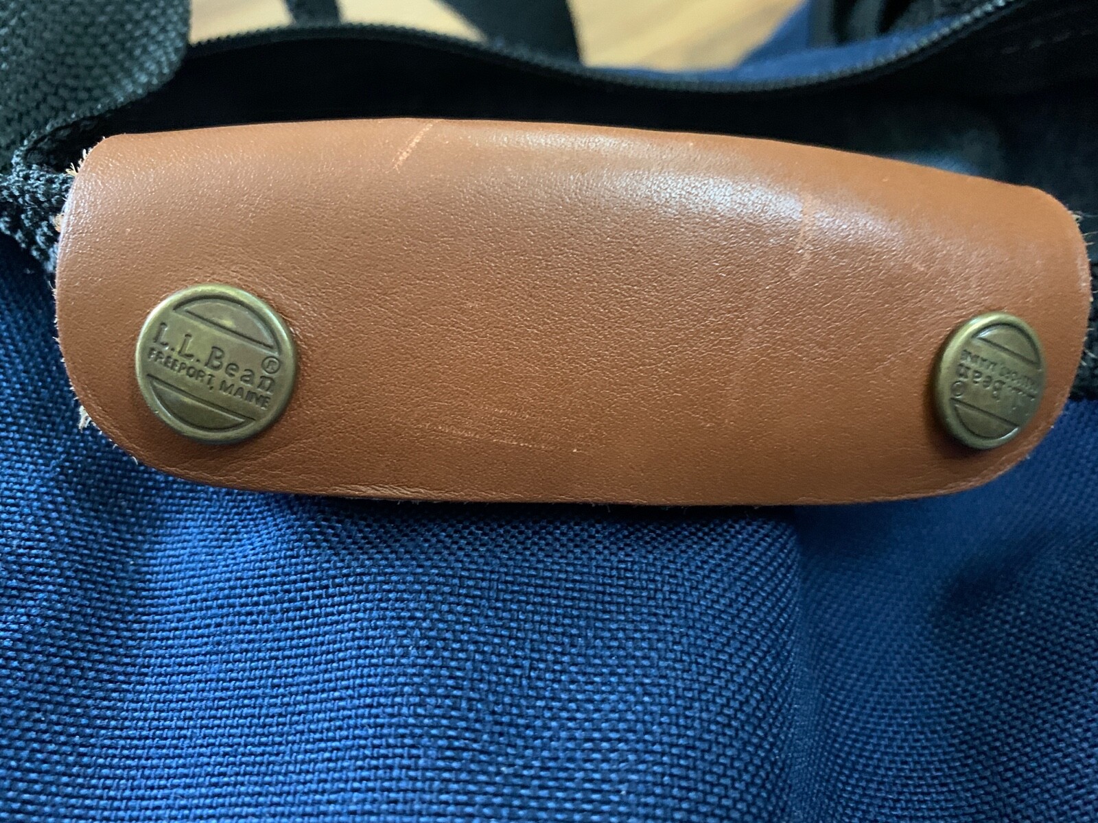 LL BEAN Canvas w/Leather Trim Travel Luggage Suitcase Duffle Vintage Large Navy