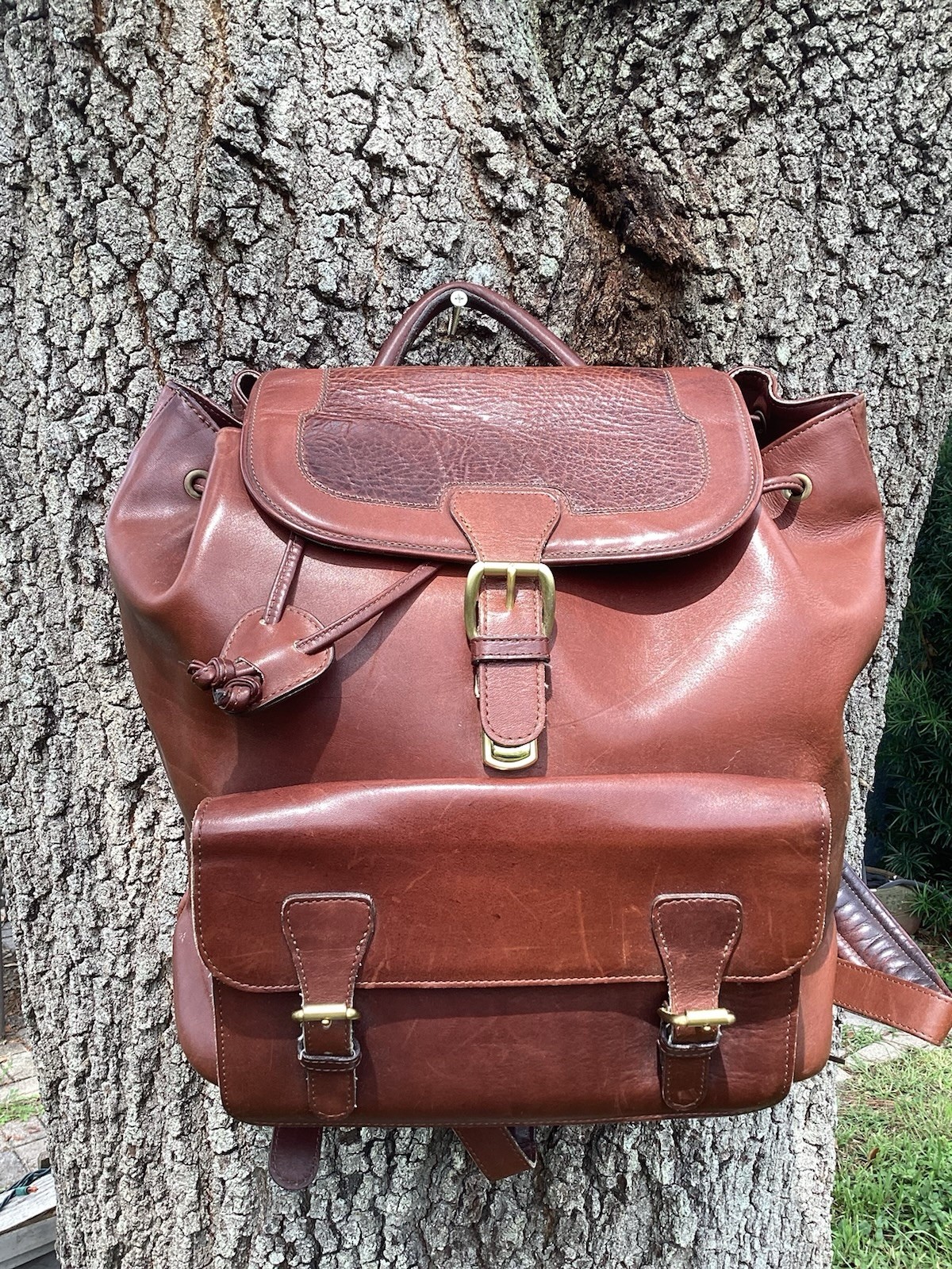 Cole Haan Vintage 90’s Brown Leather Backpack With Dust Bag