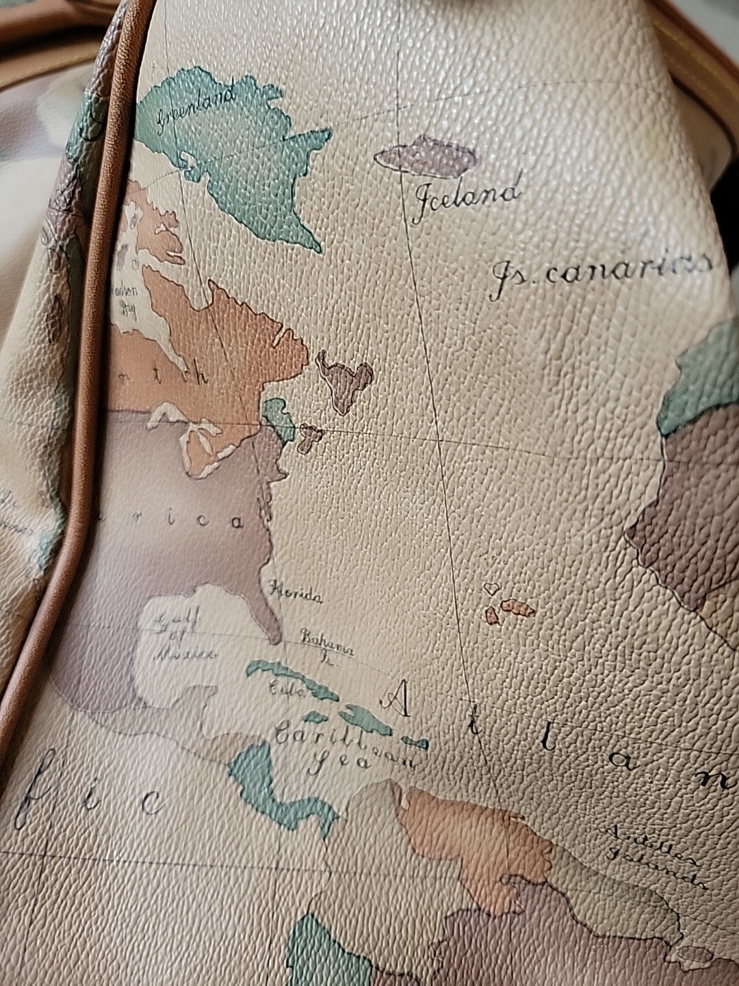 Vtg Gitano World Map Duffel/Travel/Carry-On Bag W Gitano Luggage Tag