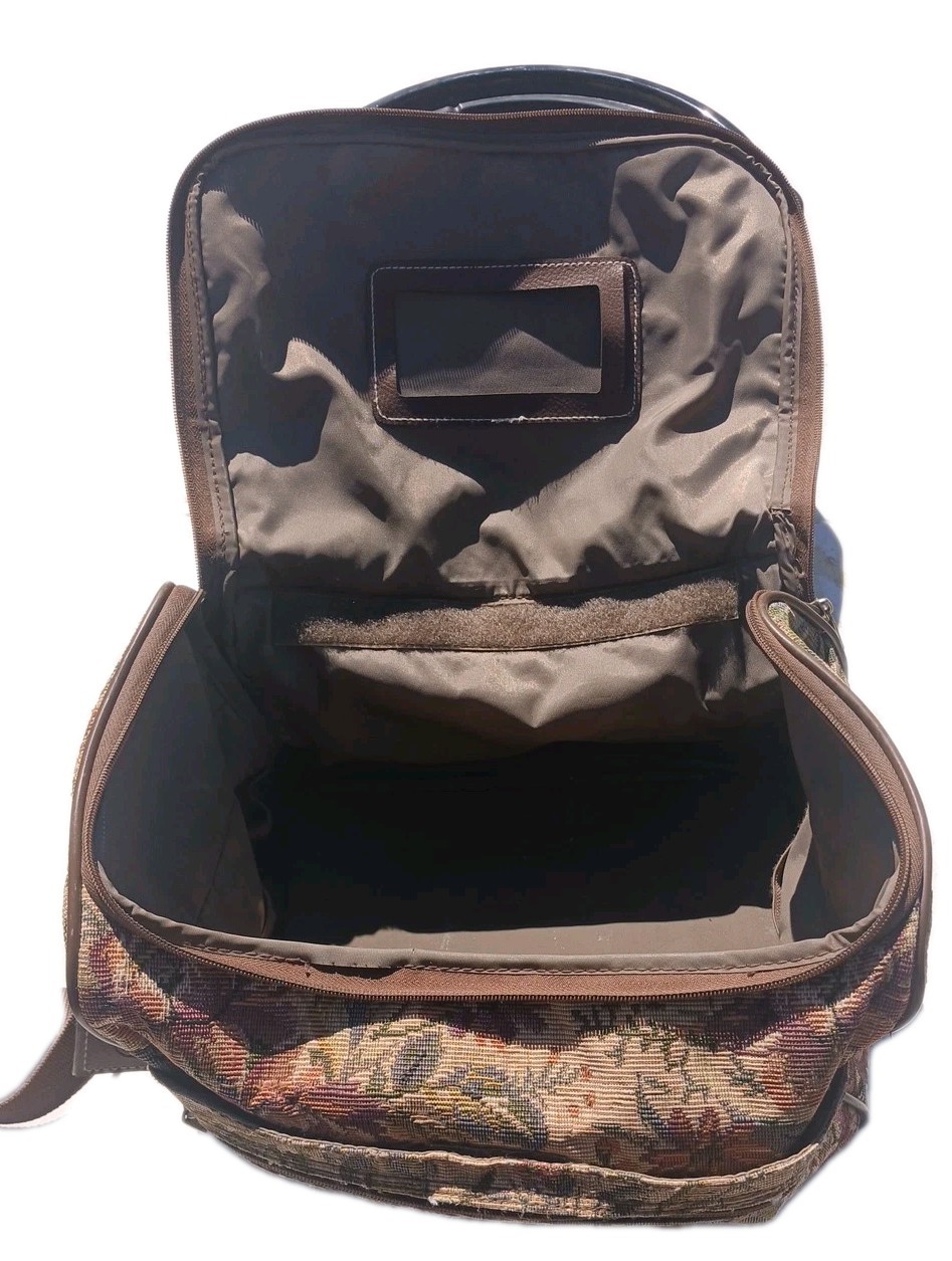 JC Penney Jaguar Vintage Floral Tapestry Travel Toiletry Makeup Bag