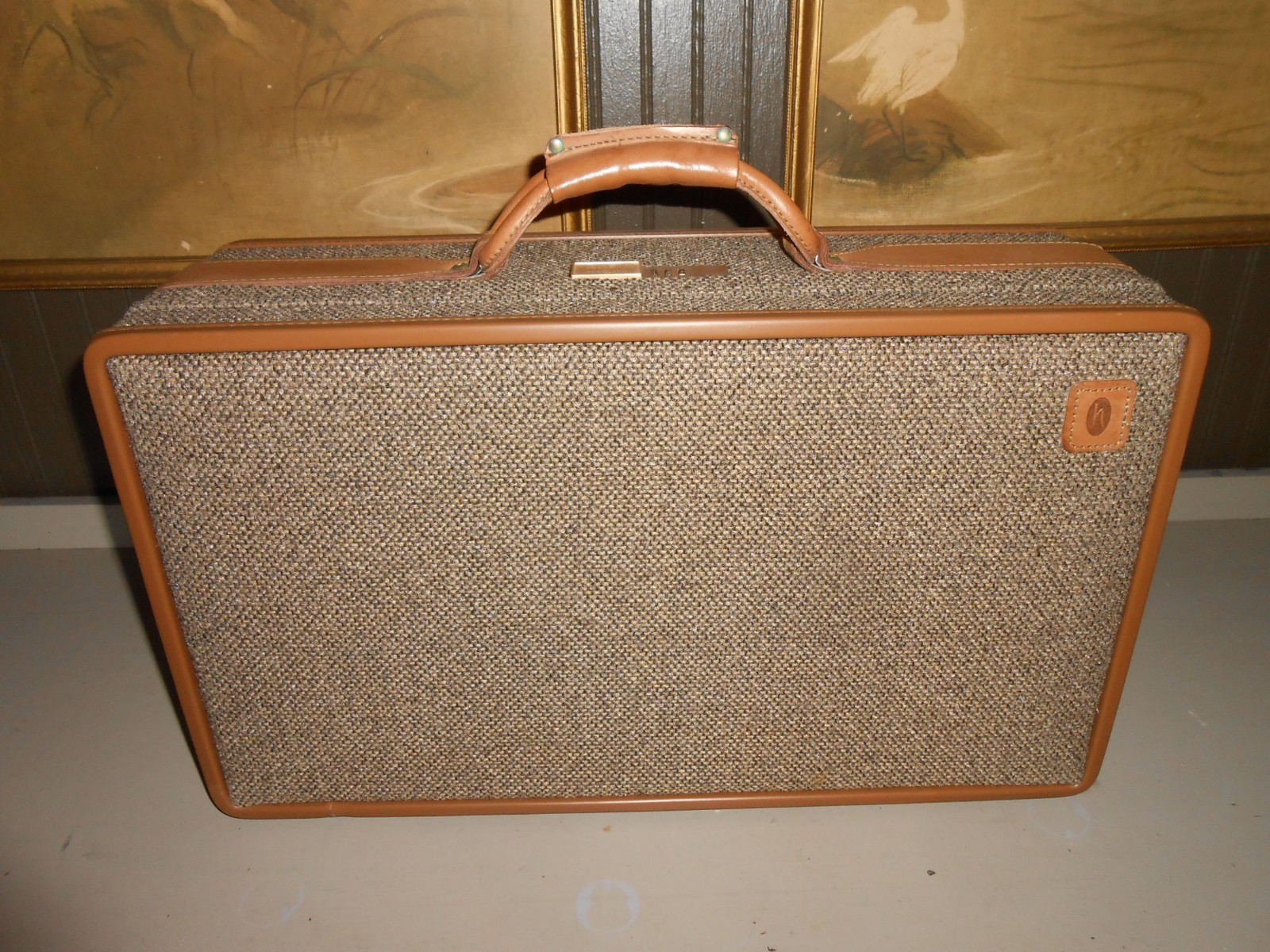 NEW Vintage Hartmann Suitcase Walnut Tweed Leather Luggage 21″ Ex Condition #2