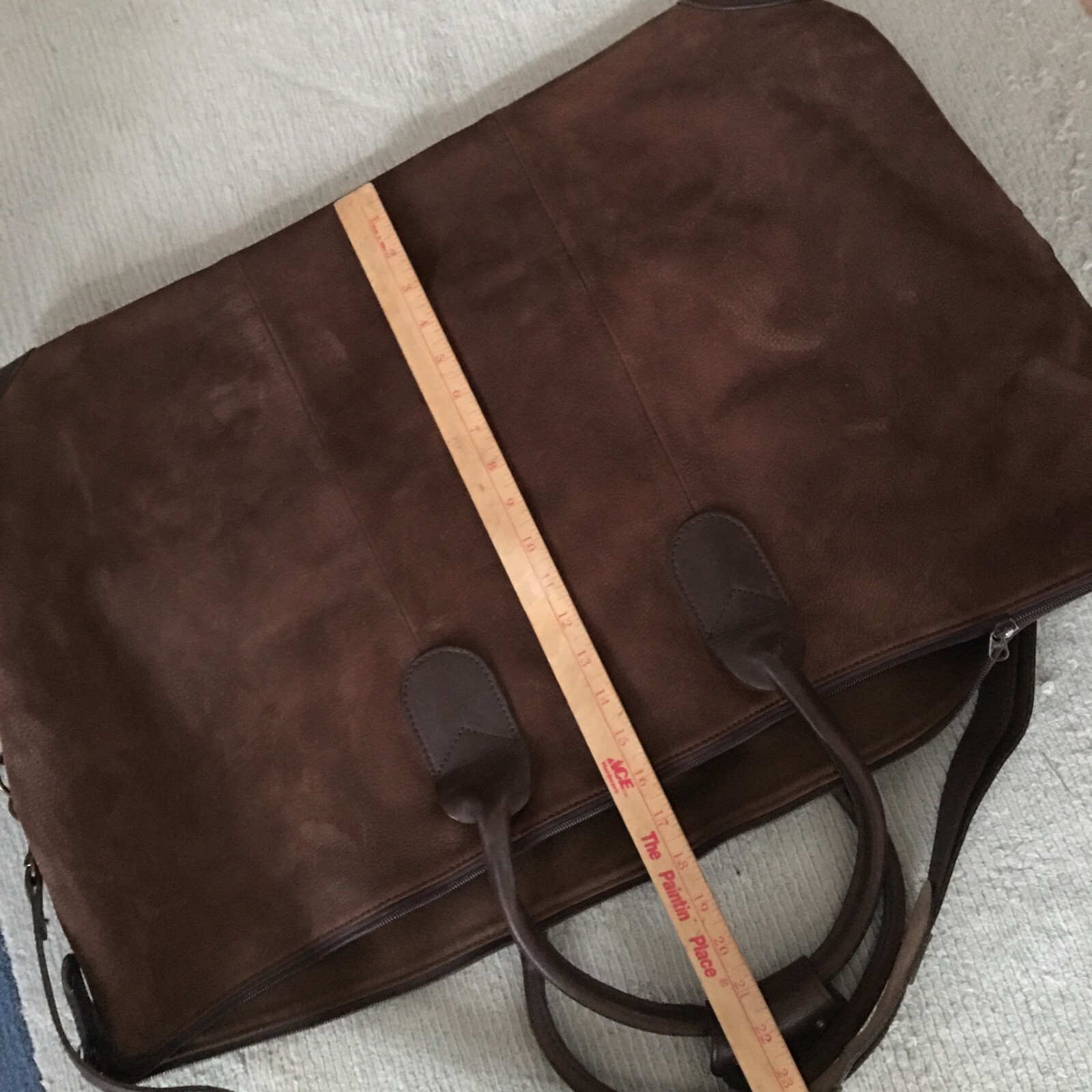 VTG 1980s Genuine Leather Luggage Bag Made In Argentina Shoulder Cross Body 30″W