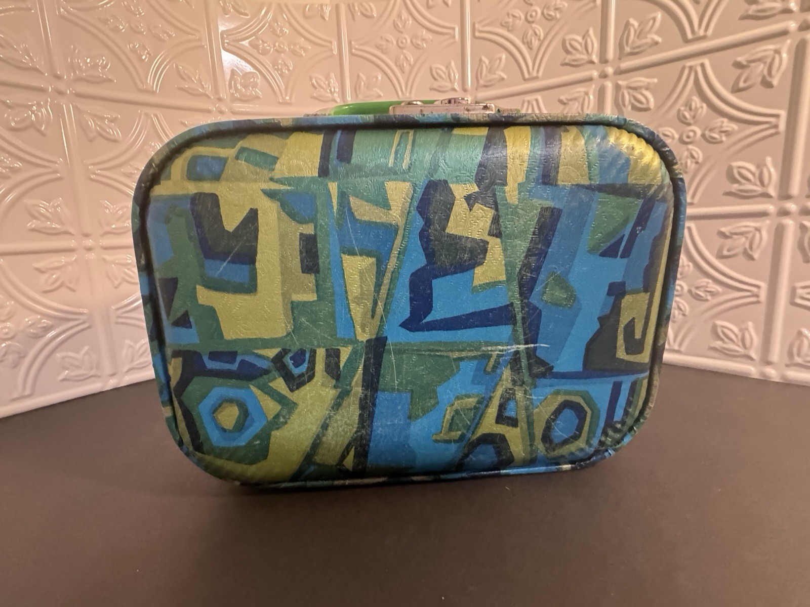 Vintage Retro Hardback Psychedelic Abstract Art Luggage. Small