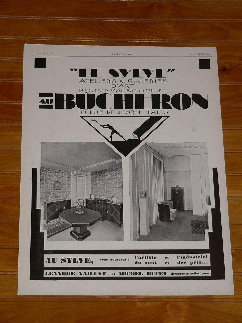 Original Large December 1928 HERMES Luggage Ad Draeger Art & Bucheron Ad Paris