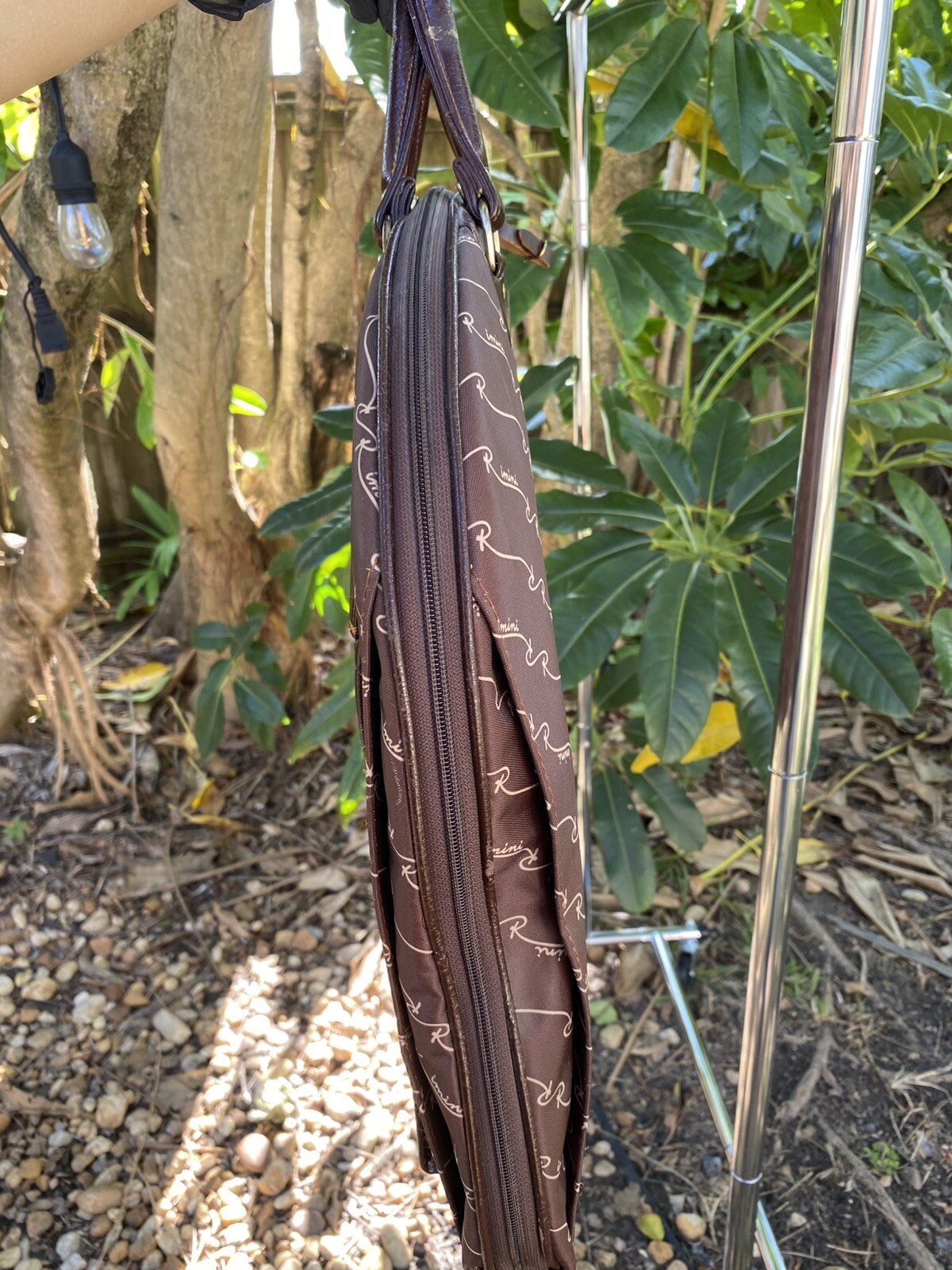 VTG Rimini by ACE Monogram Garment Bag Brown Travel Luggage Suit Carrier Japan