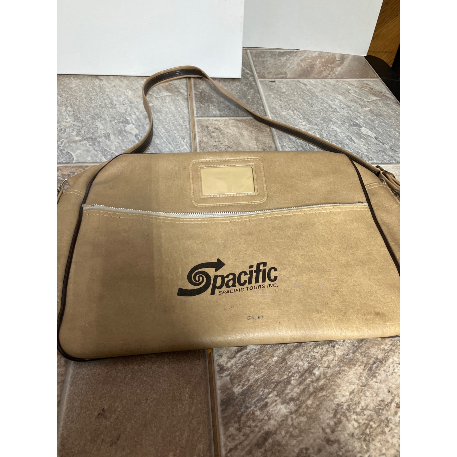 Vintage Spacific Tours Inc Tan Travel Bag Retro Airline Carry On Shoulder Strap
