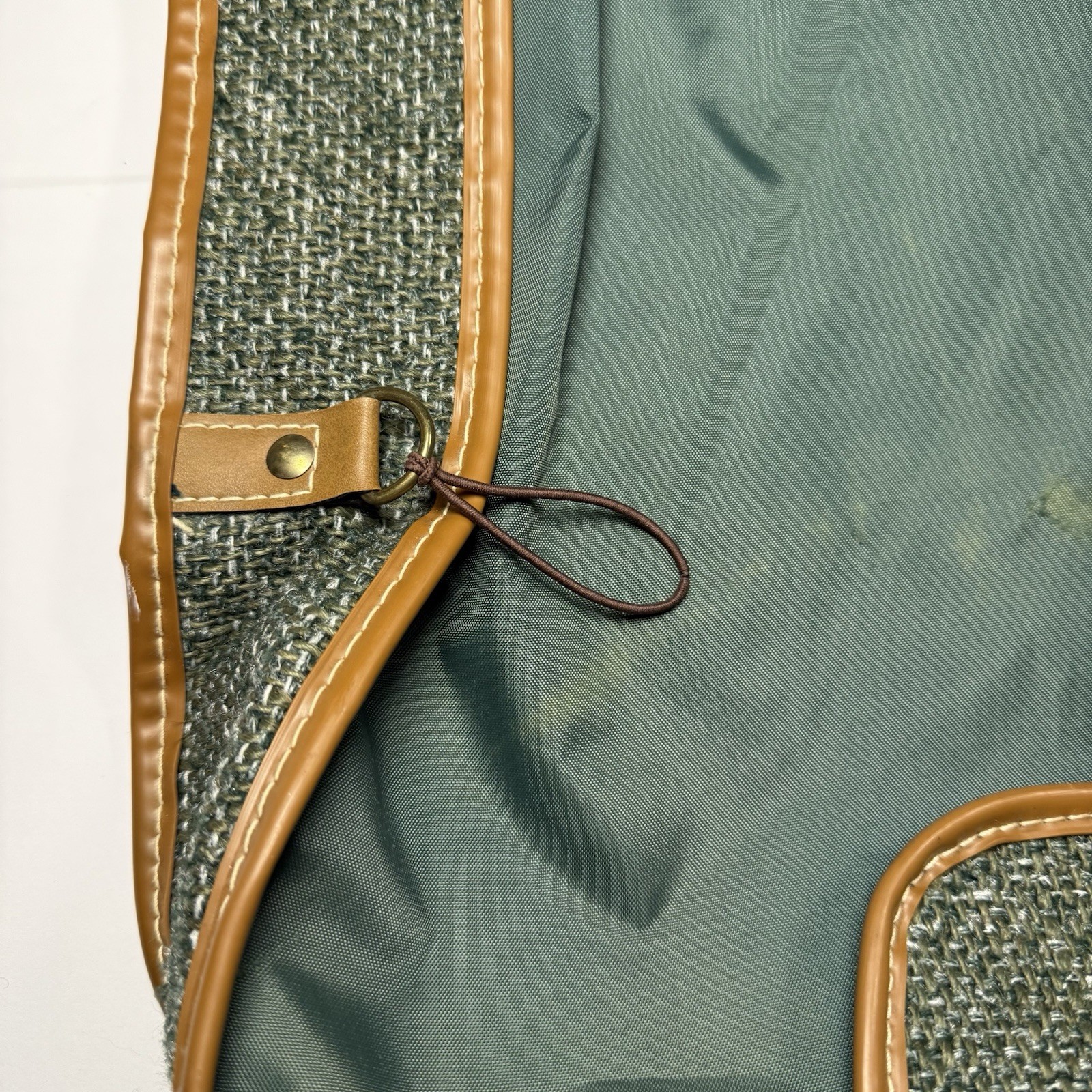 Vintage Oscar de la Renta Green Tweed Garment Bag Travel Luggage Suit Carrier
