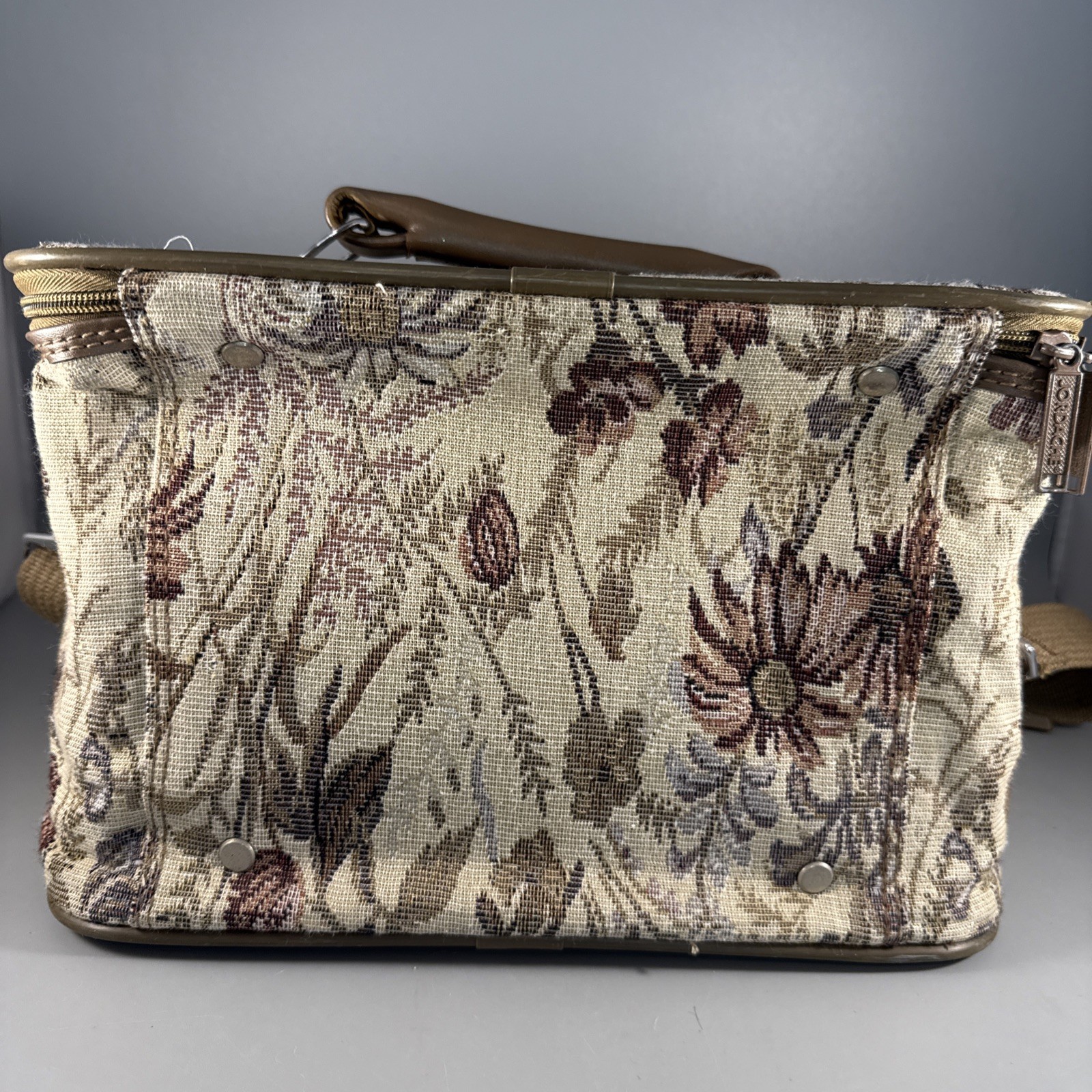 Vintage Jordache Floral Tapestry Overnight Makeup Toiletries Travel Case Floral