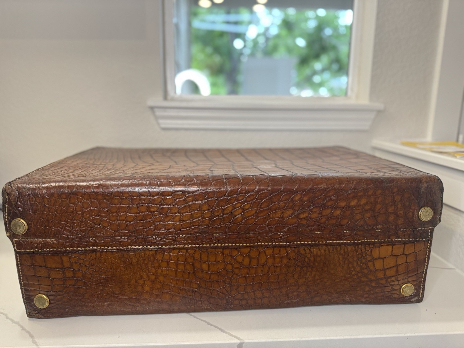 1900s Large Real Crocodile Suitcase