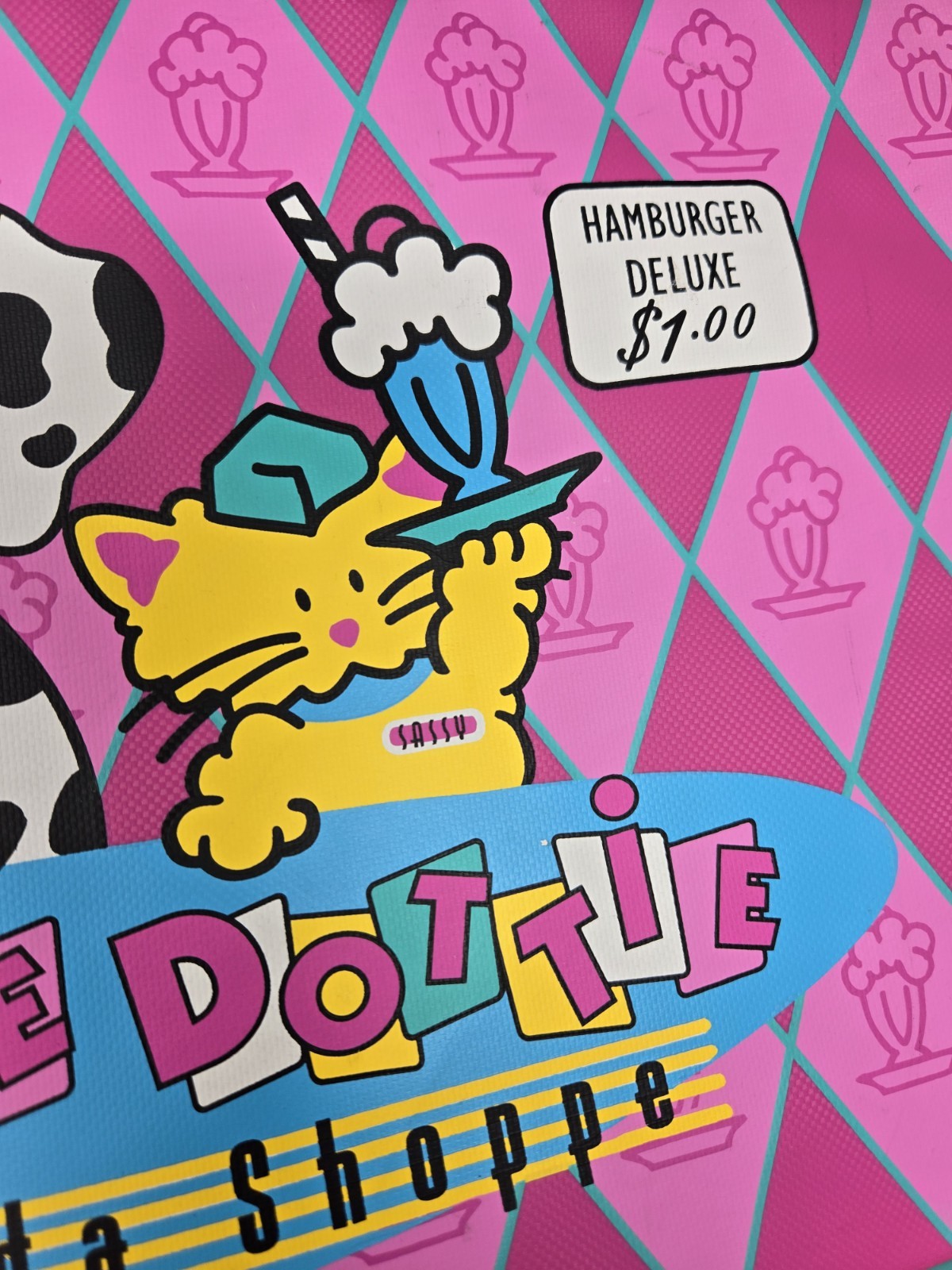 VTG 1996 Spottie Dottie Sassy SANRIO Pink Soda Shoppe Luggage Suitcase Carryon
