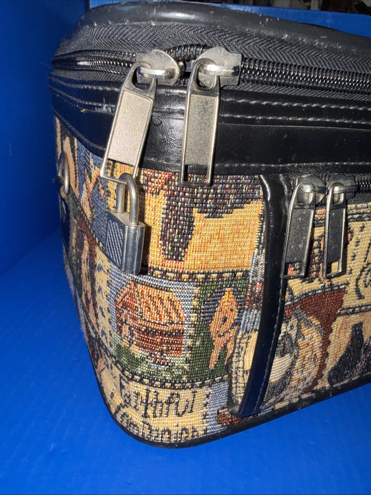 Vtg Faithful Companion Tapestry Scottie Dogs Train/Cosmetic Case! 12” X 7” EUC!