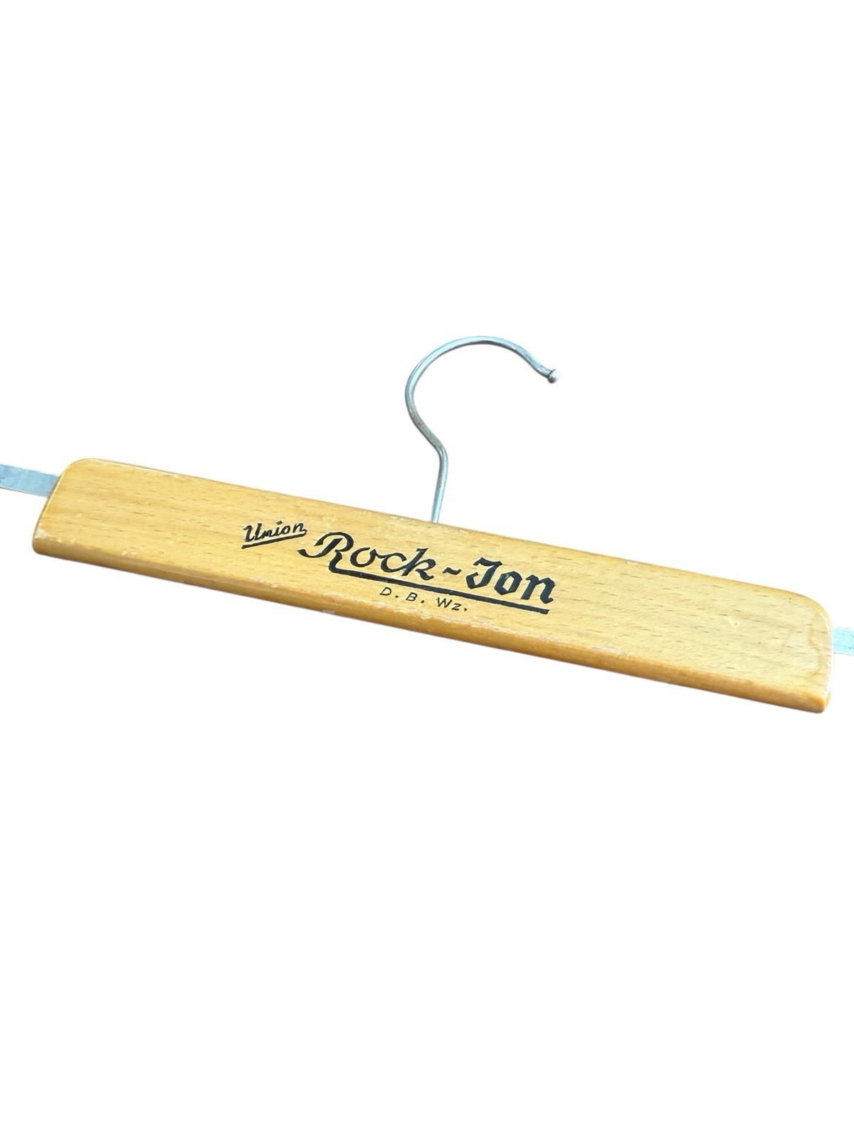 Union Brand Rock-Jon D.B.Wz Wooden Folding Hanger Vtg Wood Clips
