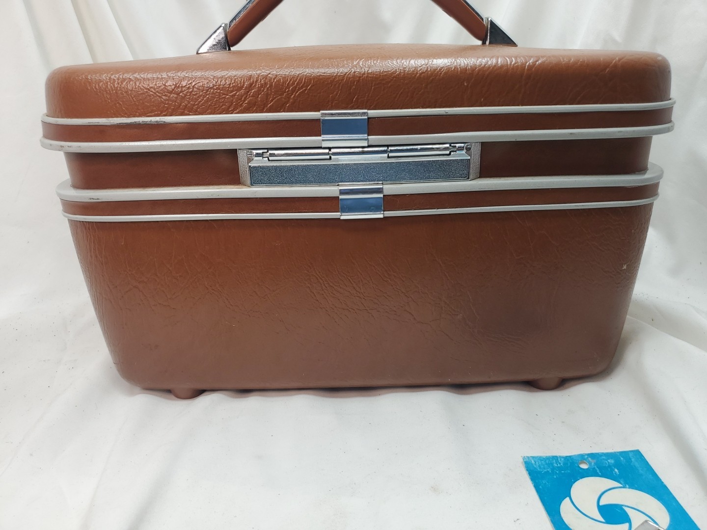 Vintage Samsonite Silhouette Train Makeup Vanity Case Mirror & Key Ginger Color