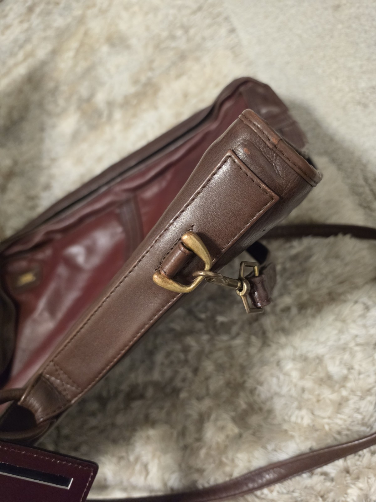 Vintage LAND Brown Leather Luggage Carry Traveling Bag With 3 Hangers