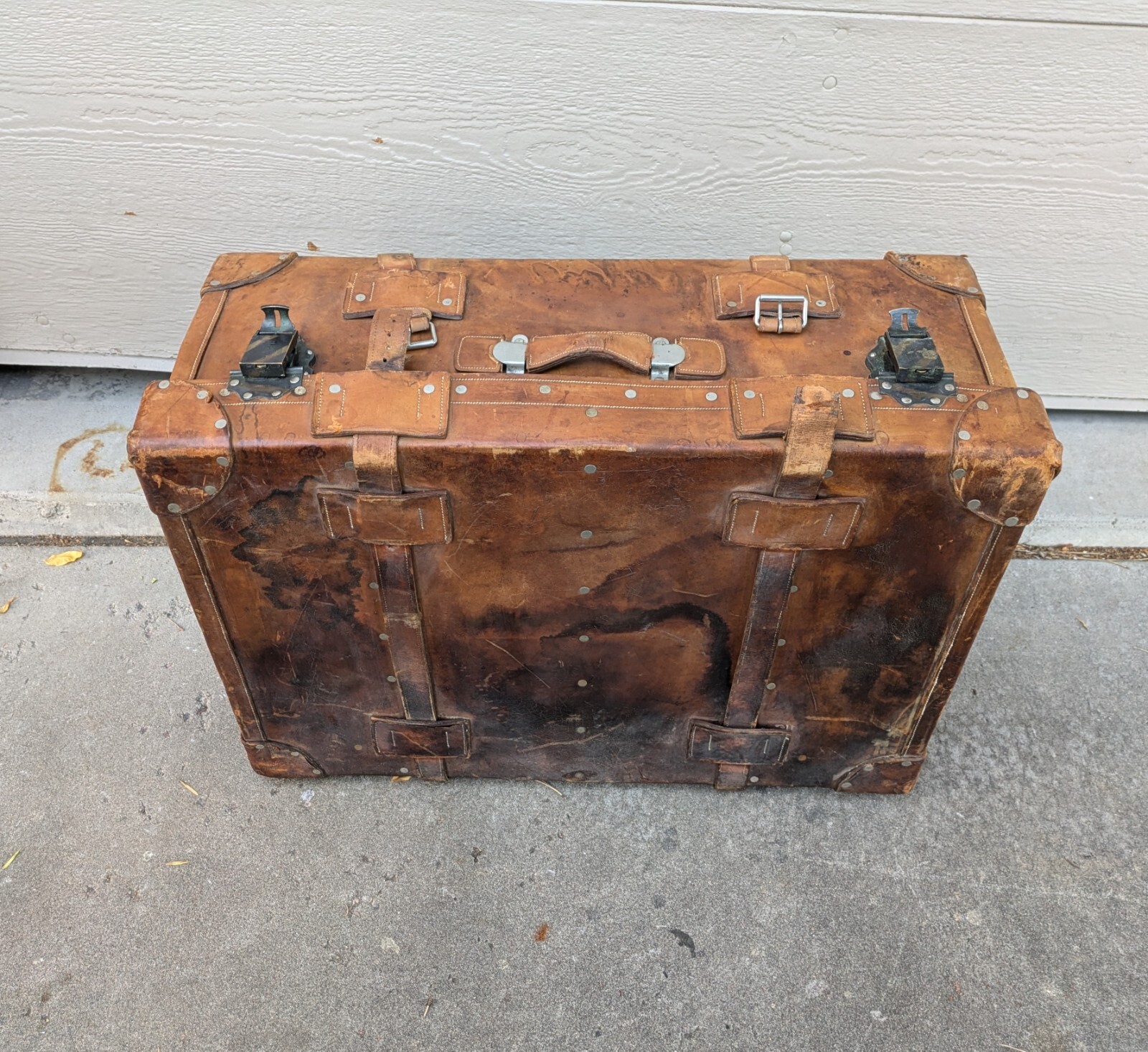 Antique Victorian Cowhide Leather Steamer Suitcase Trunk – Travel/Luggage