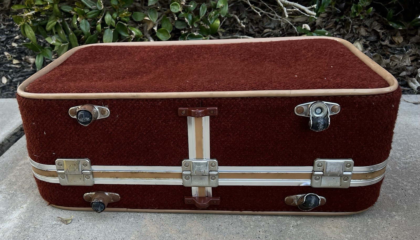 Vintage 1970’s Skyway Brown Tweed 2pc Med & Sm Suitcases W/Wheels- Pls Read!