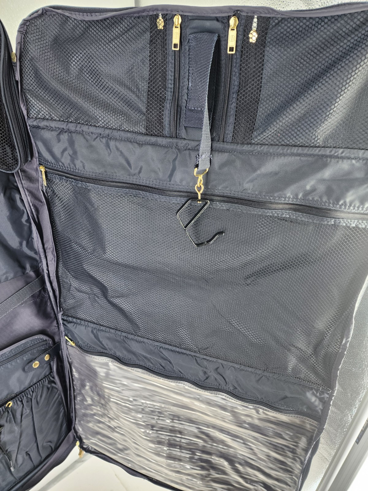 American Tourister Garment Bag Luggage Navy Blue Lock Keys Travel Vintage