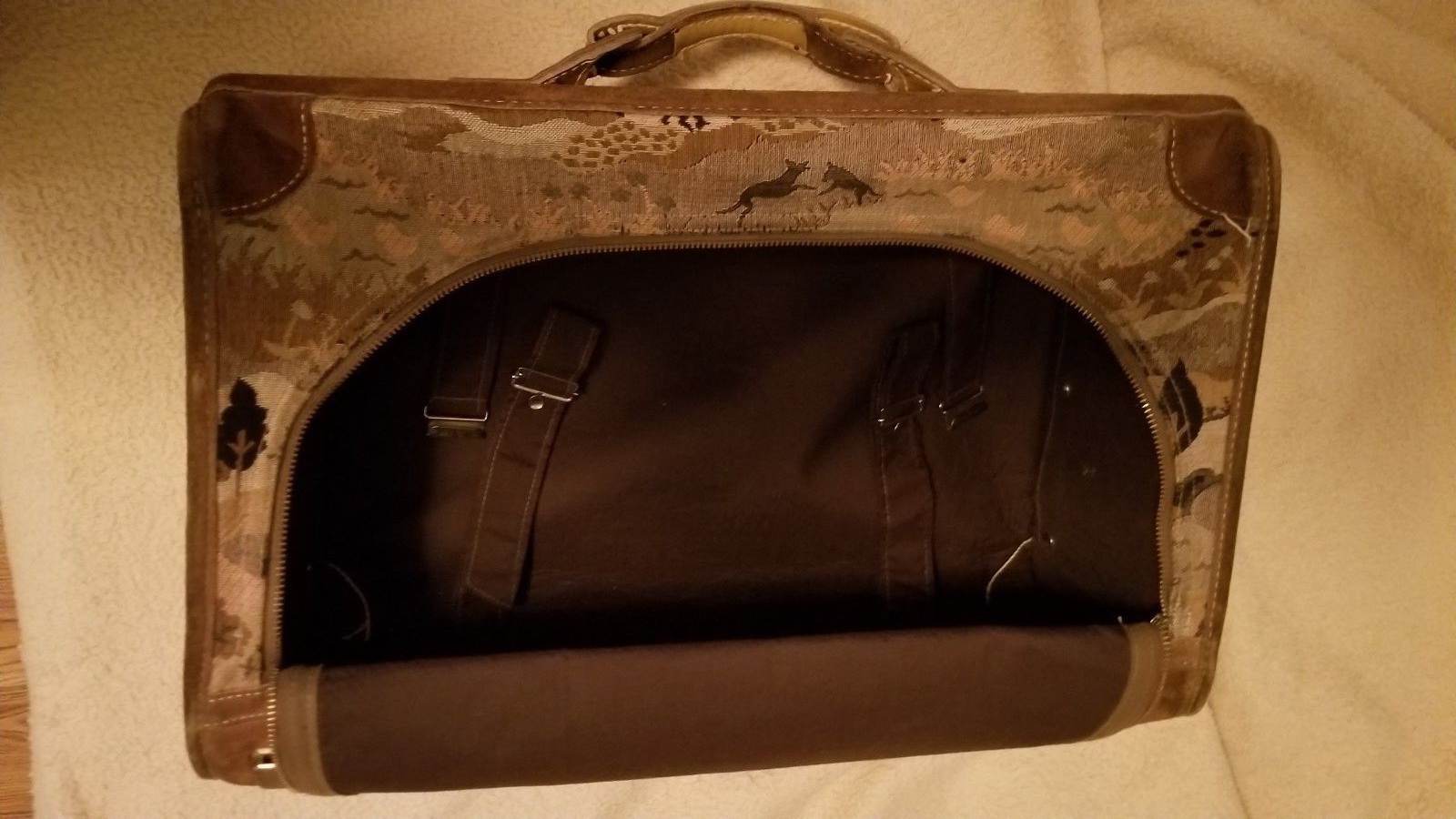 Vintage French Luggage One Owner Large Tapestry Suitcase