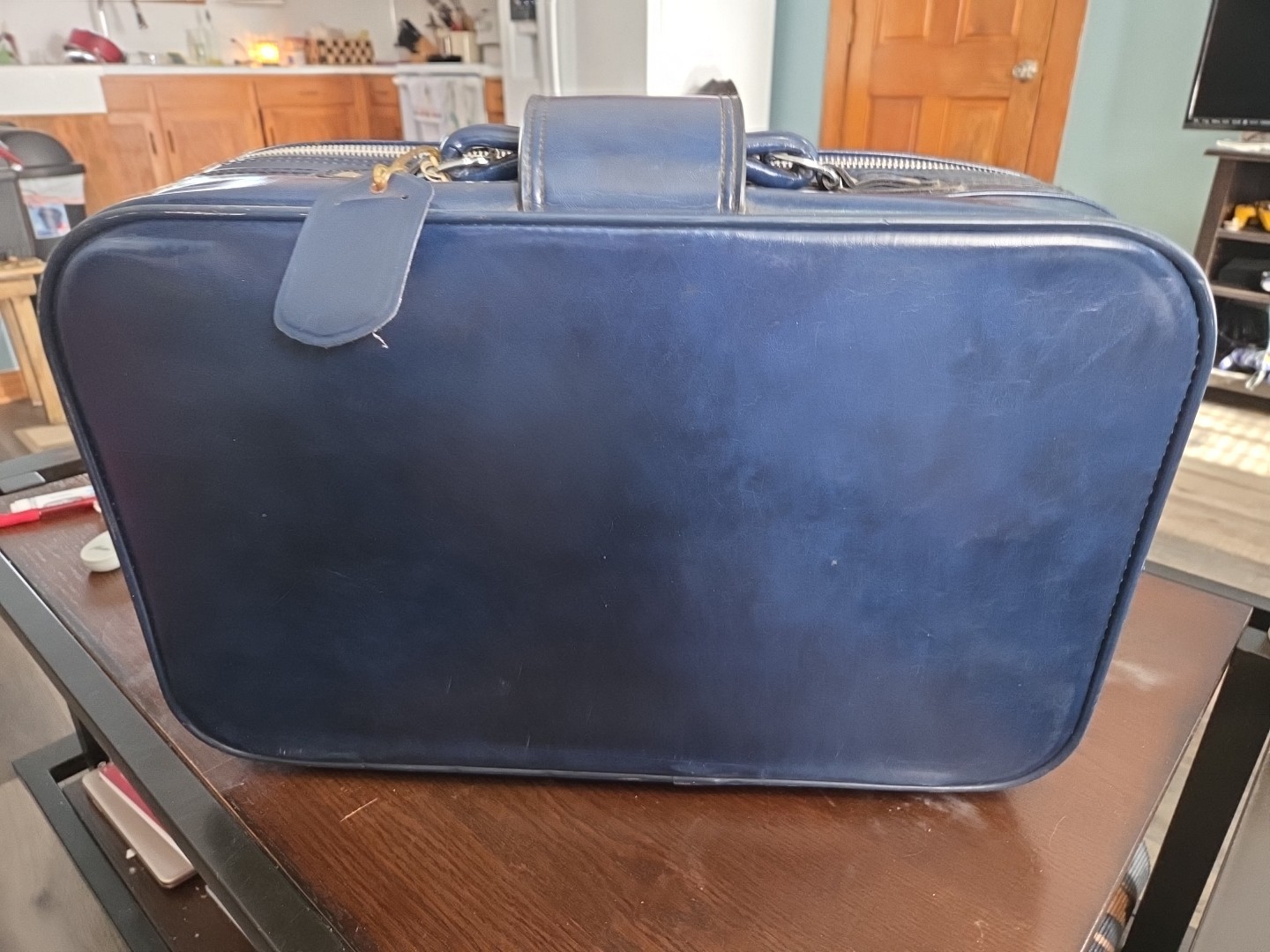Vintage Blue Suitcase Luggage Retro 80s
