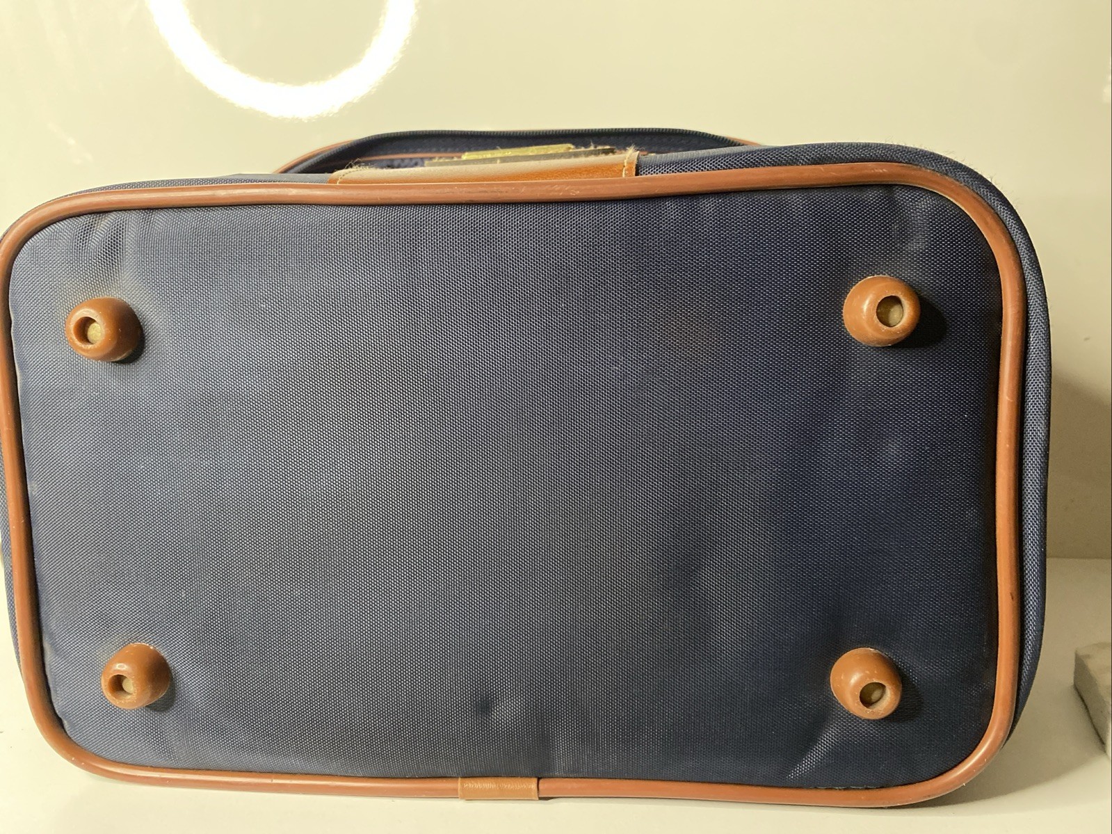 Vintage Jaguar Travel/storage Bag. Navy Blue With Leather Trim