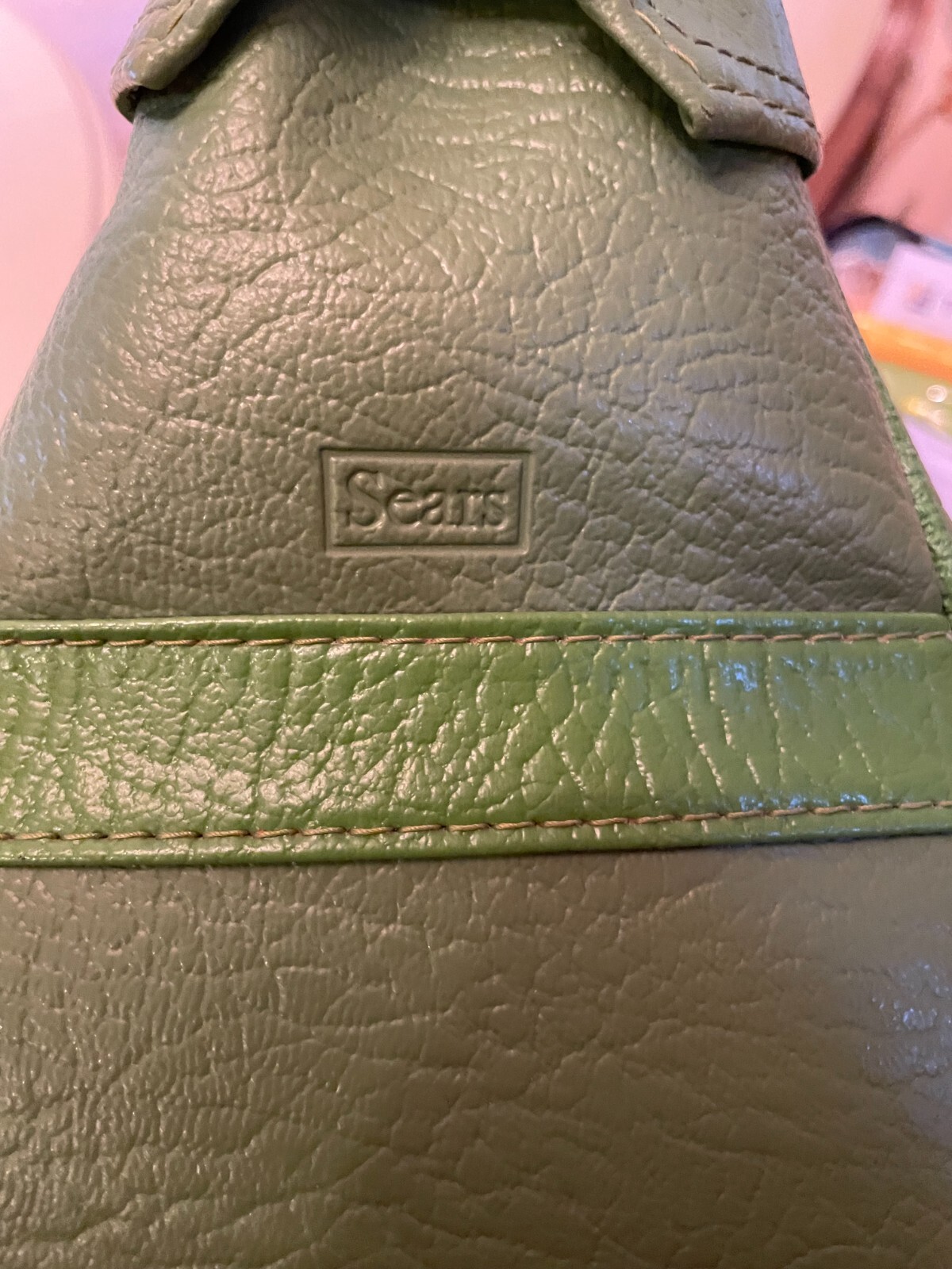 Vintage late 60s/early 70s Avocado Green Sears Travel Carry On Tote Bag !!!